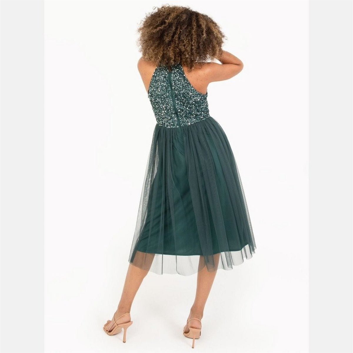 Maya Deluxe De Halter Neck Sleeveless Midi Babydoll Dress