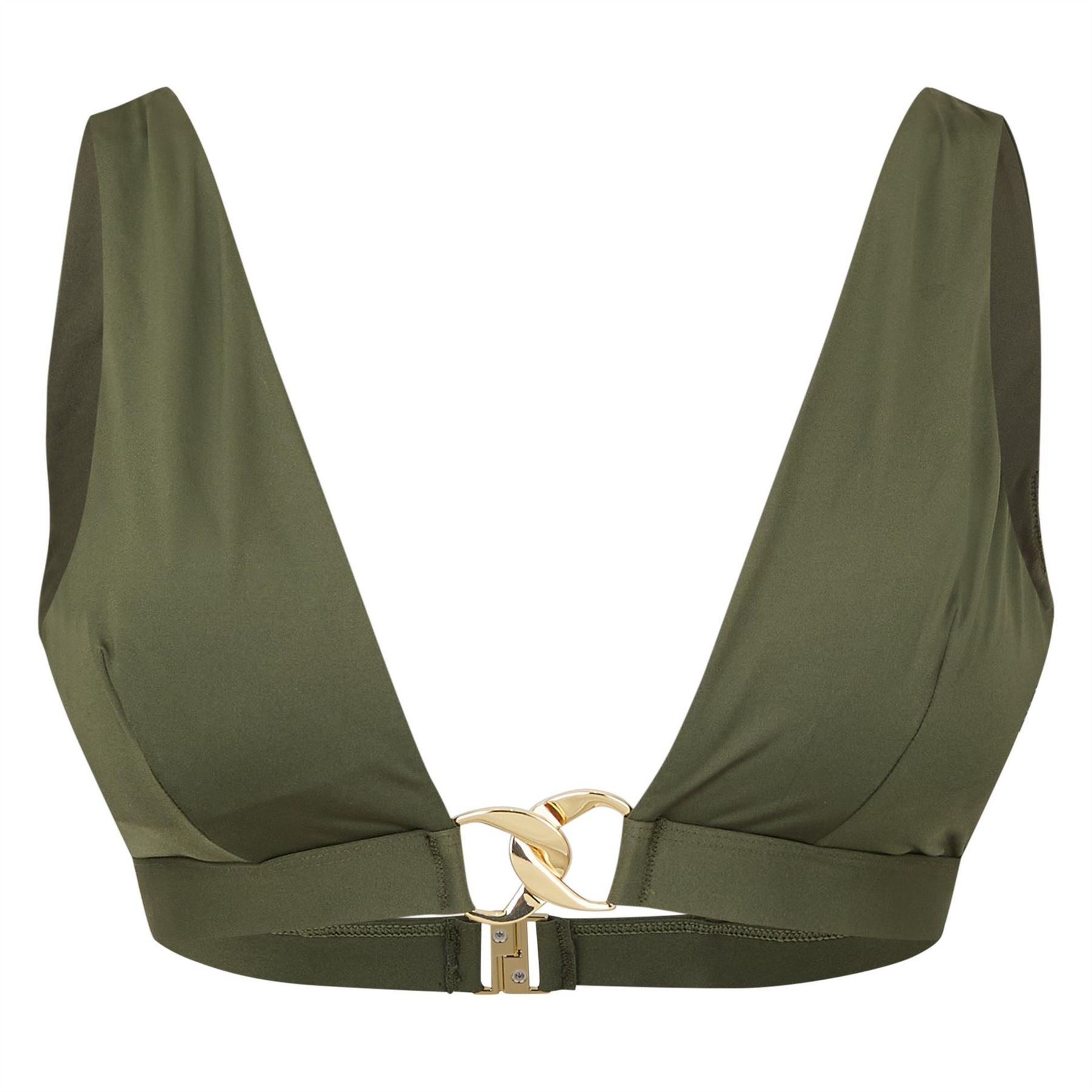 Biba Plunging Neck Metal Embellished Bikini Top