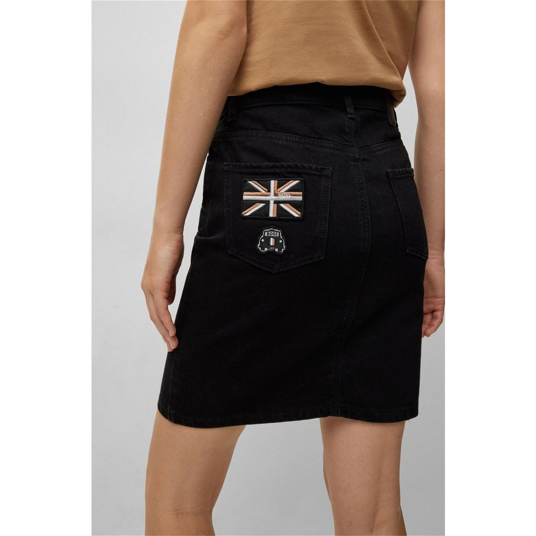 Boss Denim Skirt With London Inspired Patches