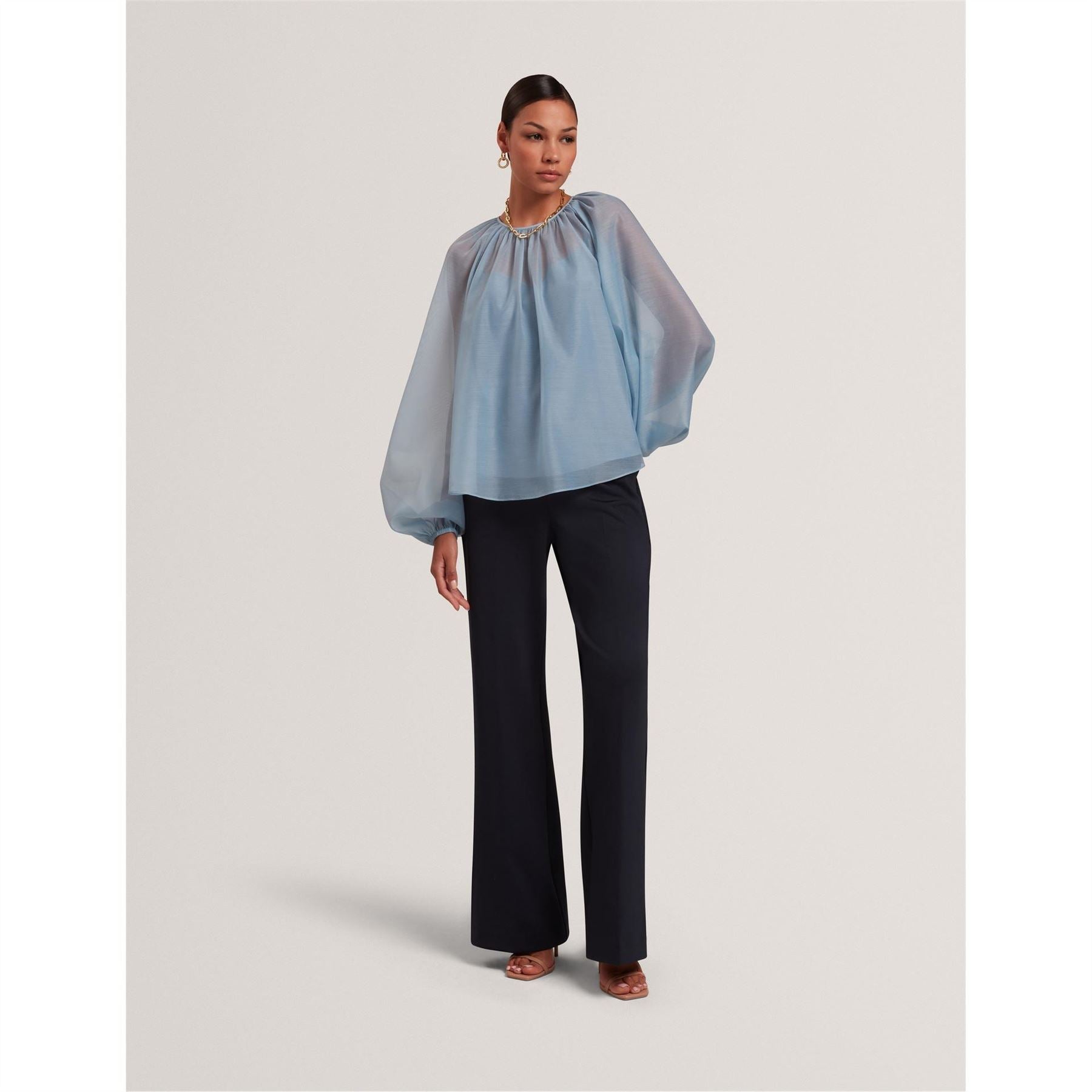 Ted Baker Balloon Sleeve Crew Neck Peasant Blouse