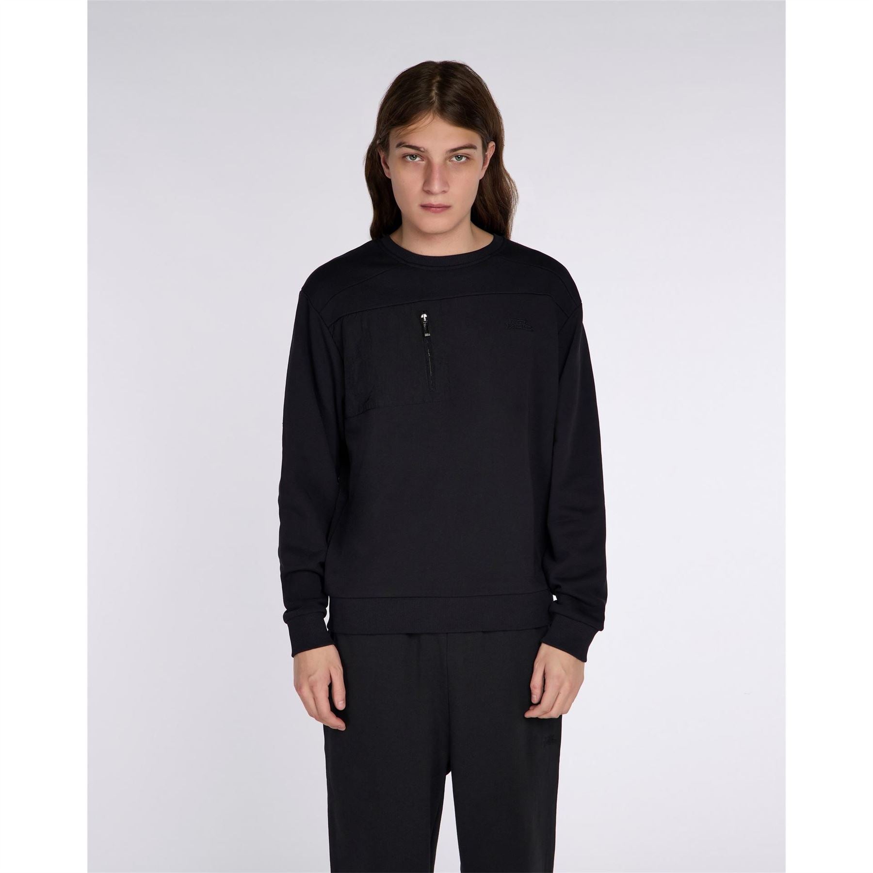 No Fear Crew Neck Long Sleeve Sweatshirt with Chest Pocket