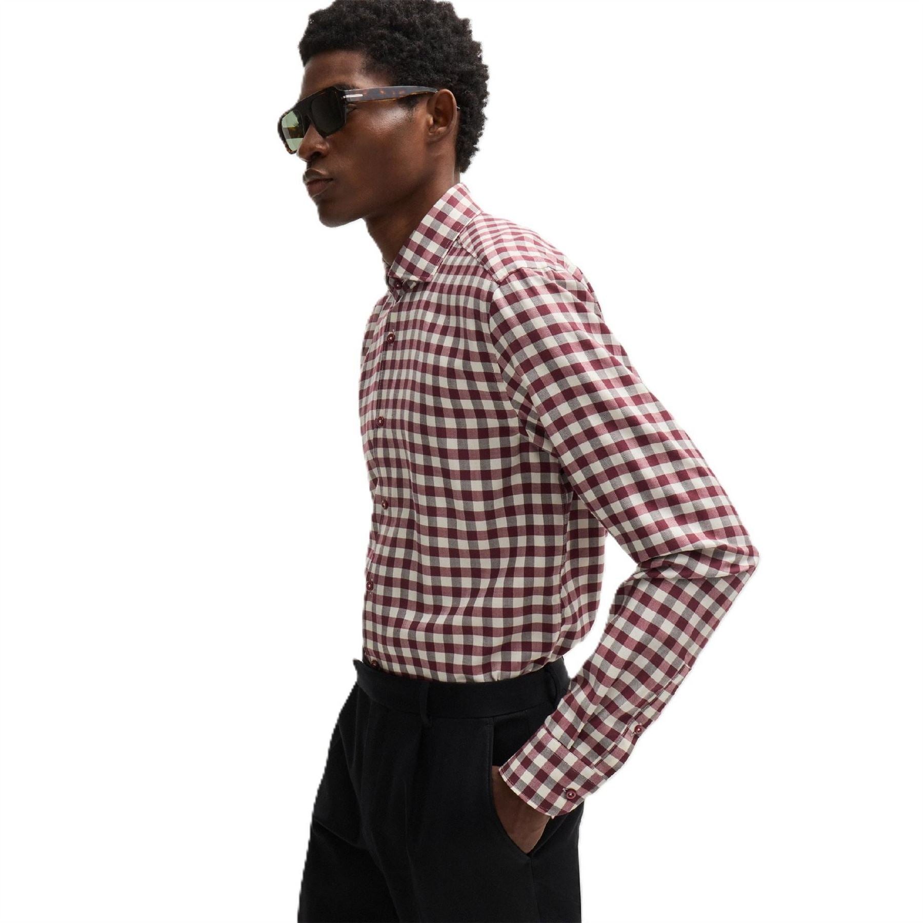 Boss Spread Collar Long Sleeve Regular Fit Oxford Shirt