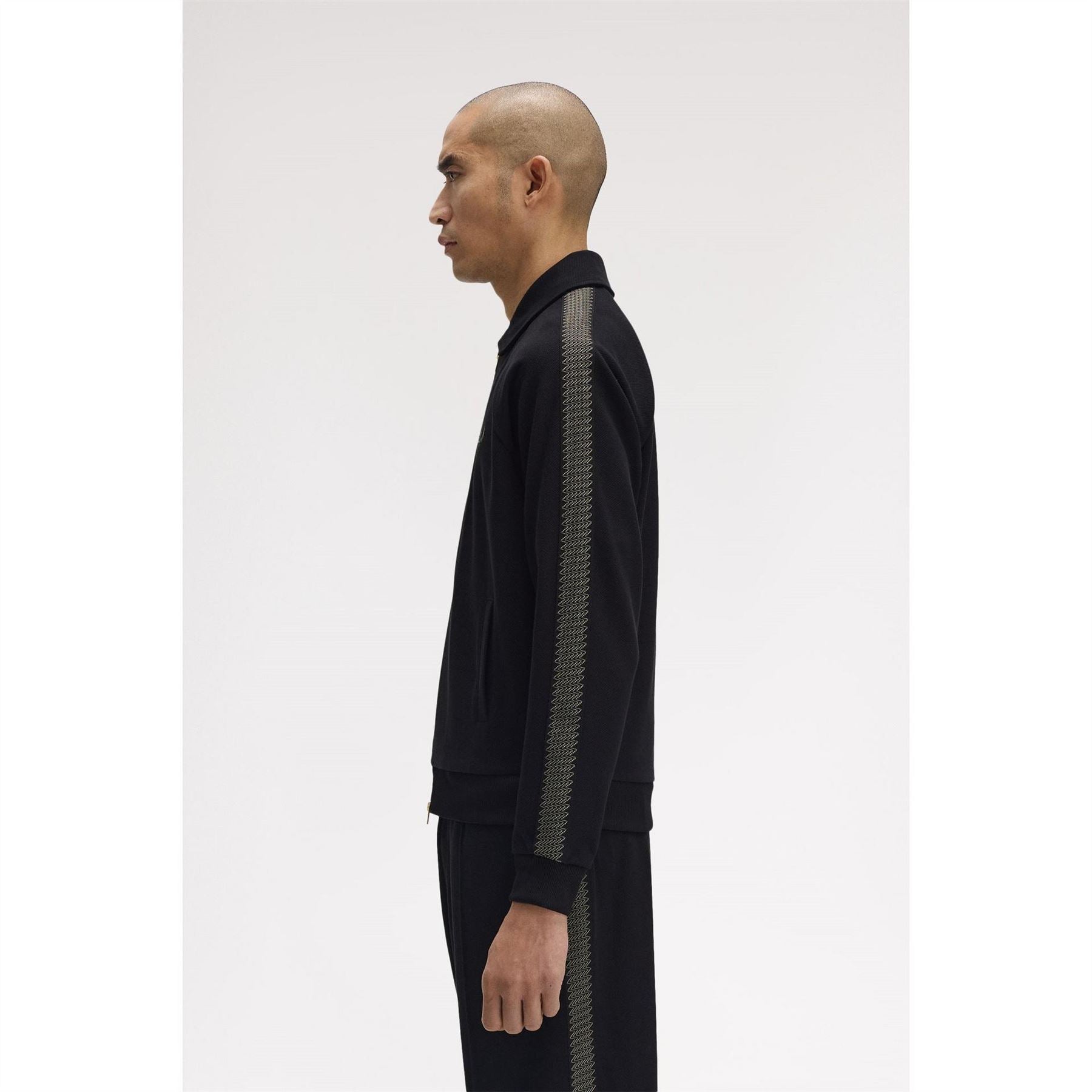 Fred Perry Side Tape Zip Through Ribbed Tracksuit Top