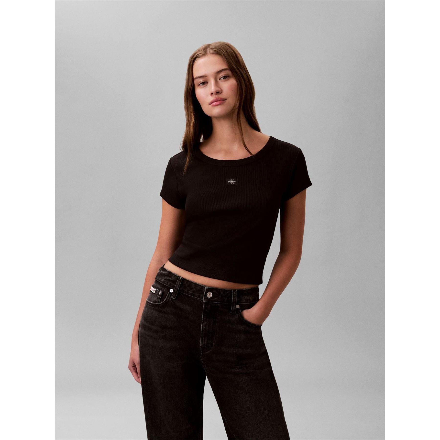 Calvin Klein Jeans Woven Ribbed Baby Tee