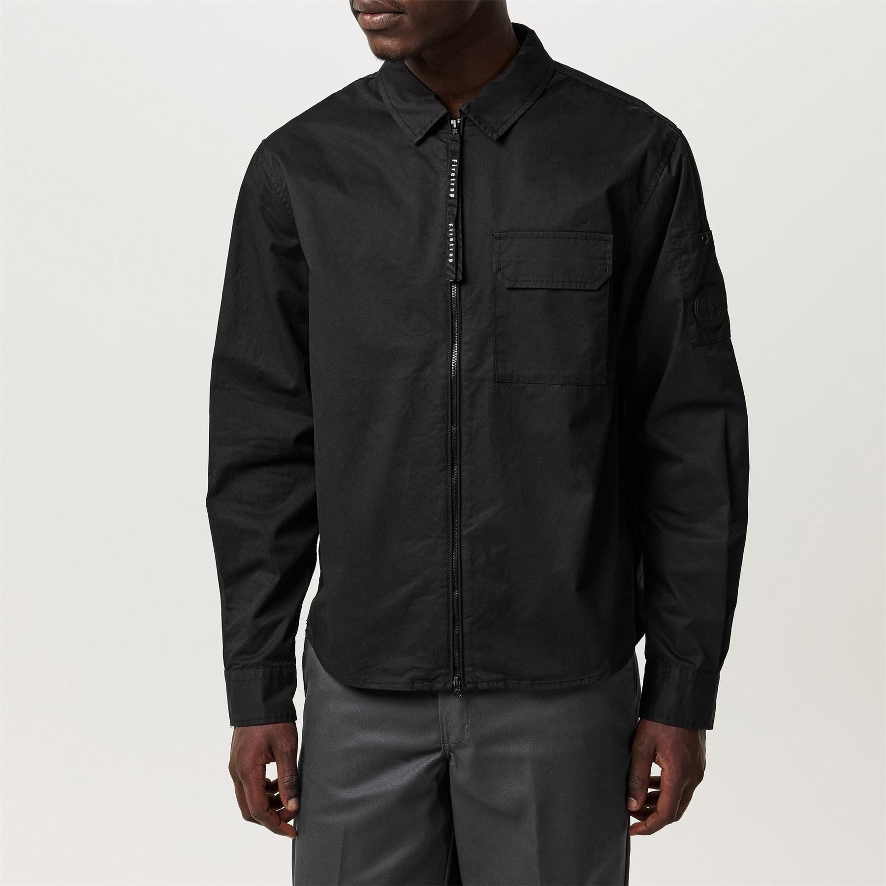 Firetrap  Essential Cotton Long Sleeve Zip Overshirt