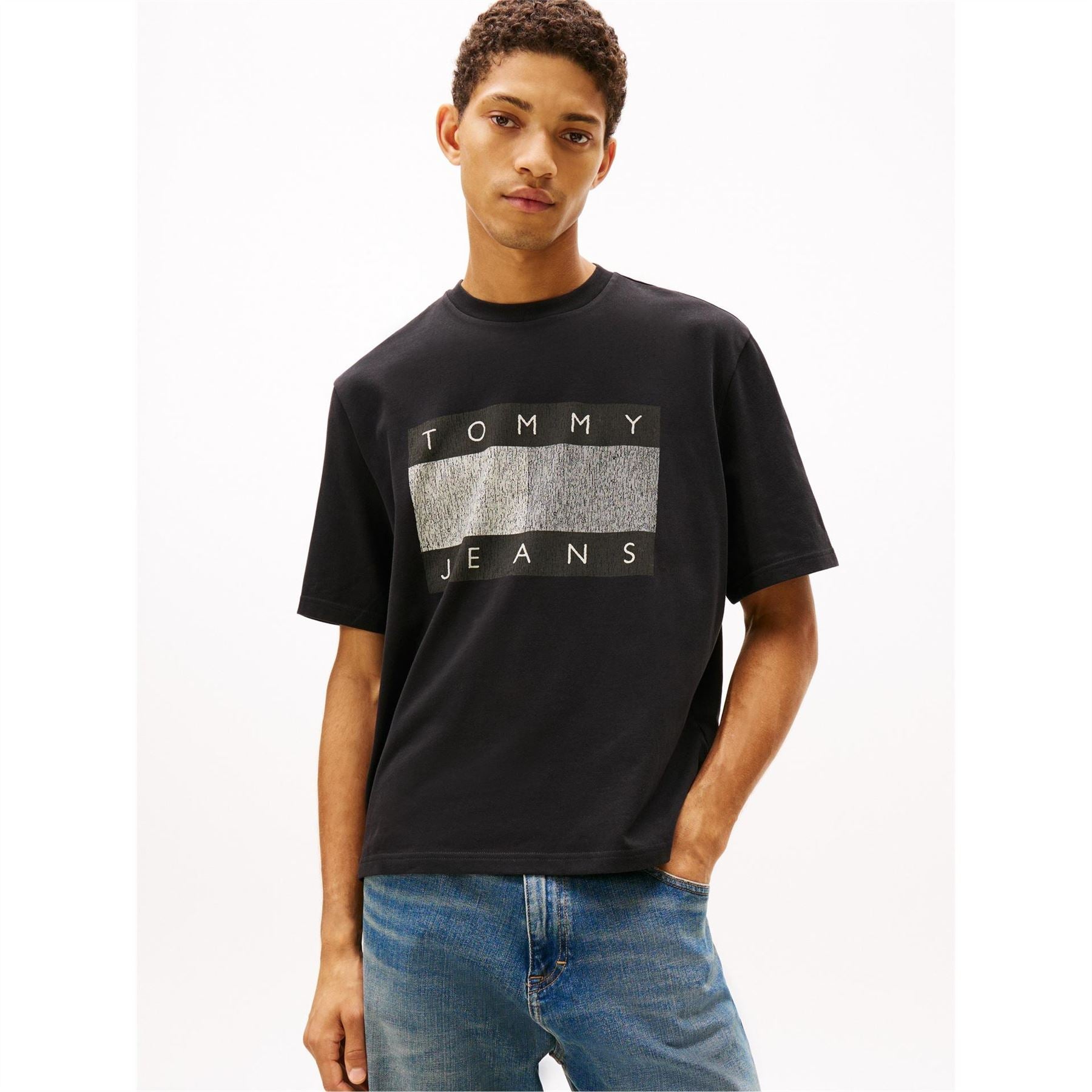 Tommy Jeans Printed Logo Crew Neck Short Sleeve Jersey T-Shirt