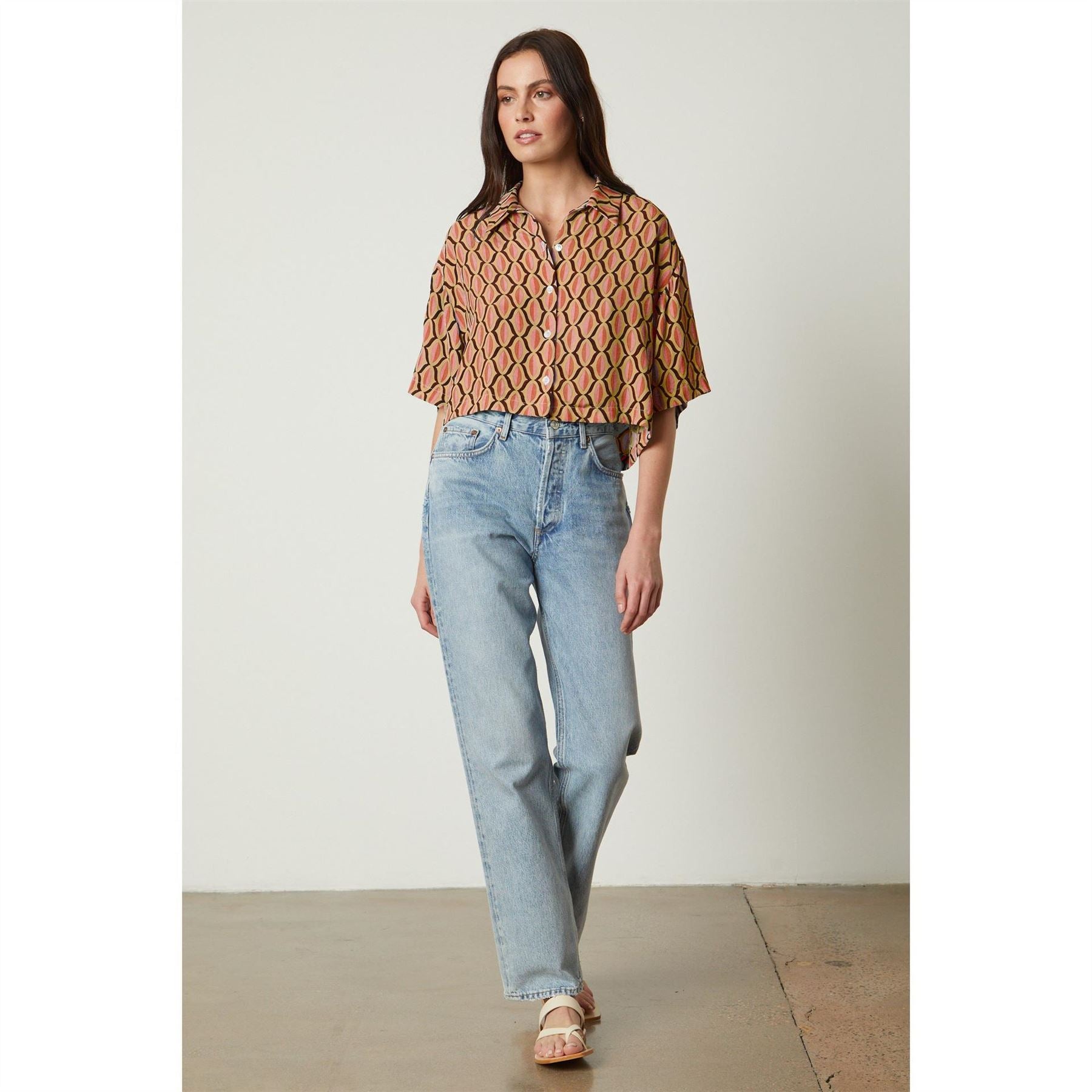 Velvet by Graham and Spencer Geo Regular Fit Short Sleeve Shirt