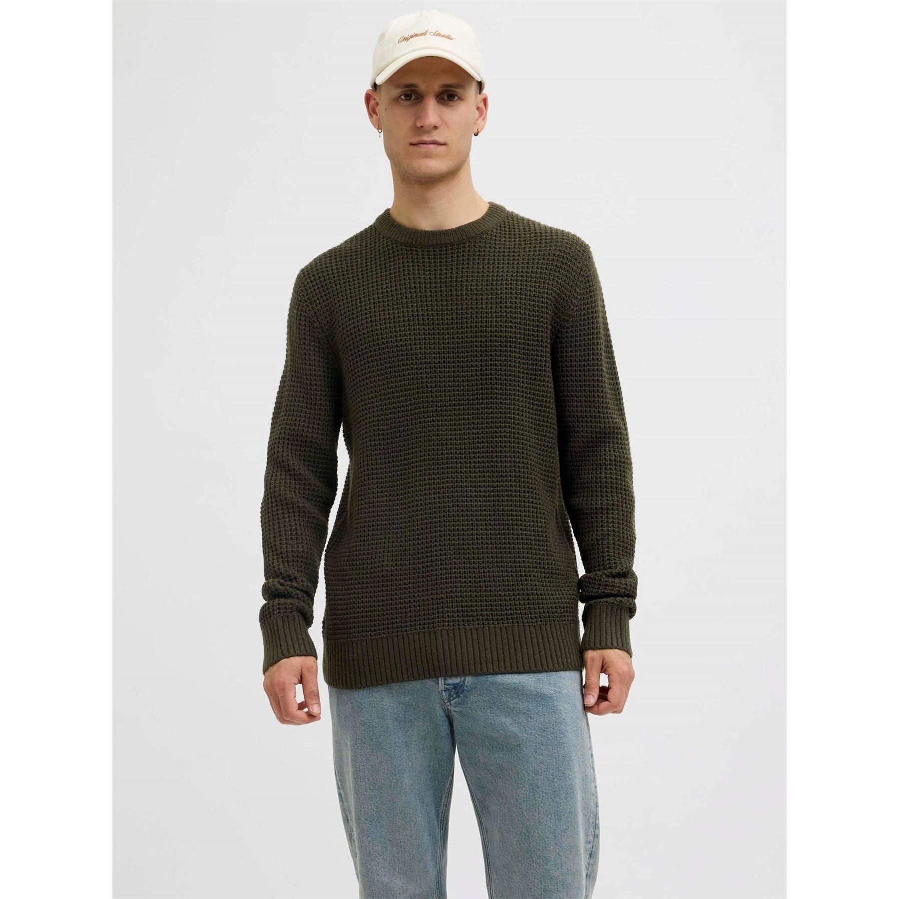 Jack and Jones Crew Neck Ribbed Collar Long Sleeve Sweater