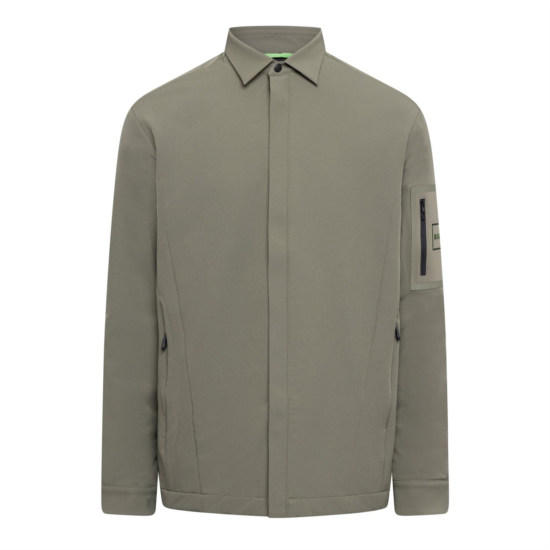 Boss Solid Patterned Shirt Jacket with Woven Cuff and Sleeve Pocket