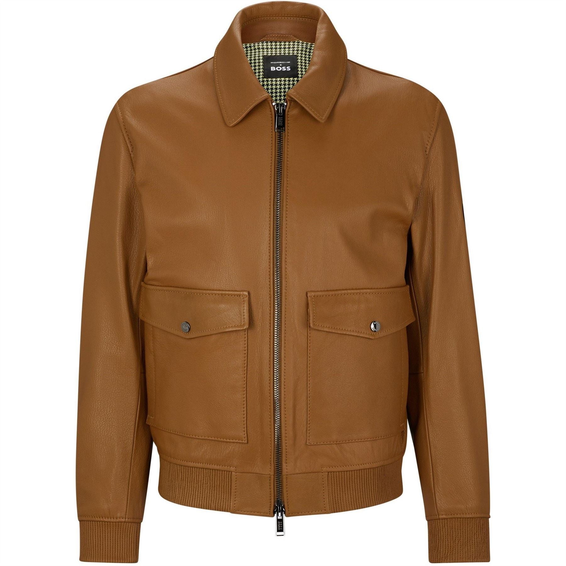 Boss Mylen Solid Patterned Ribbed Cuff Bomber Jacket