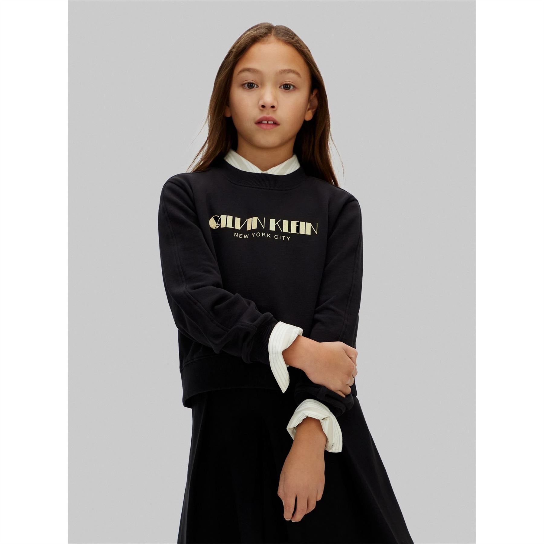 Calvin Klein Jeans Glitter Logo Print Crew Neck Long Sleeve Sweatshirt