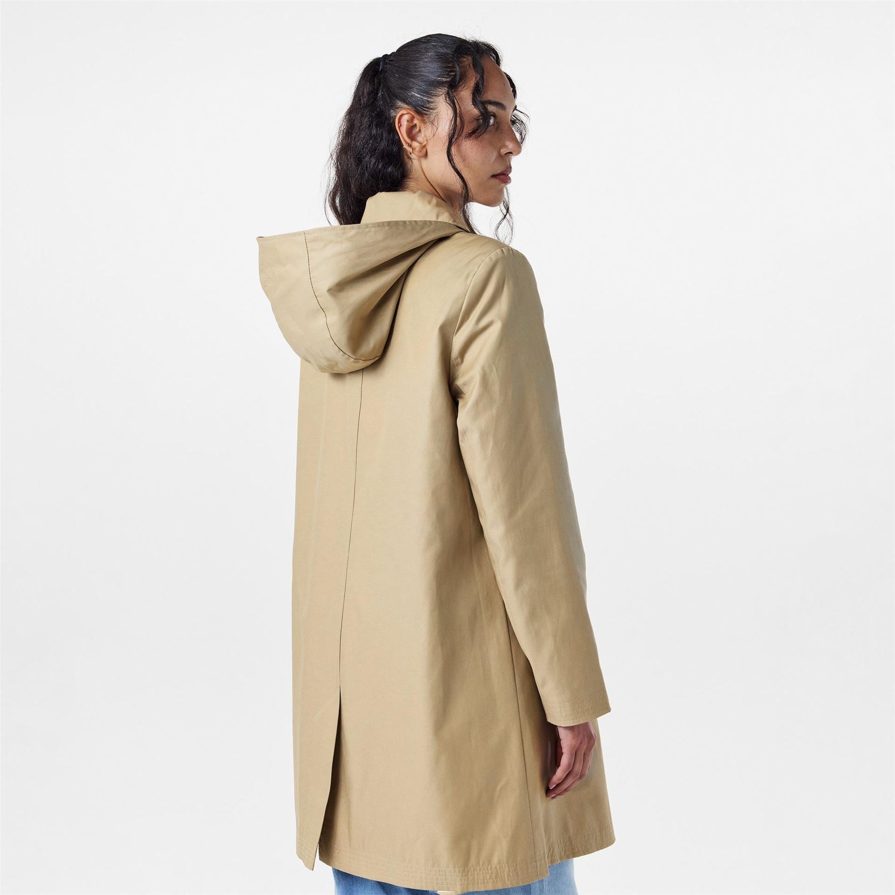 Lauren by Ralph Lauren Solid Patterned Hooded Neck Trench Coat