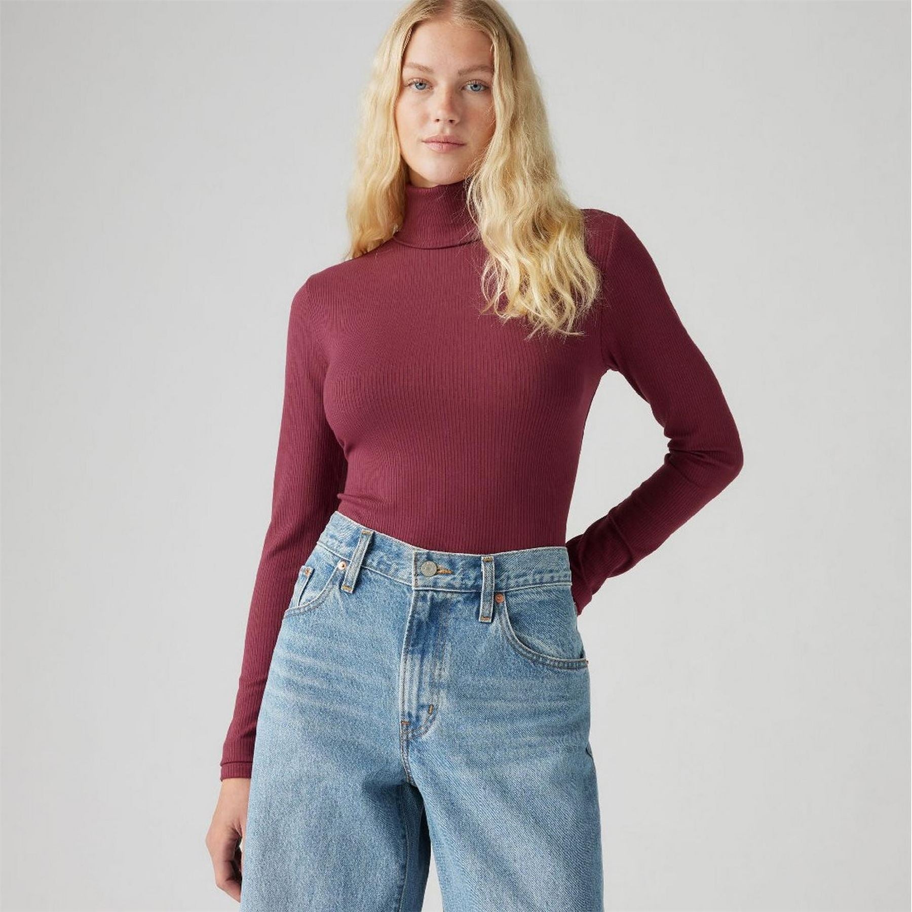 Levis Dreamy Turtleneck Burgundy Long Sleeve T Shirt