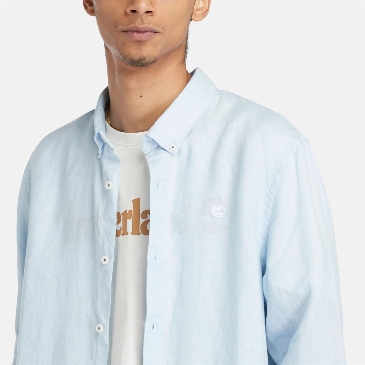 Timberland Mill Brook Linen Leaf Green Long Sleeve Plain Shirt