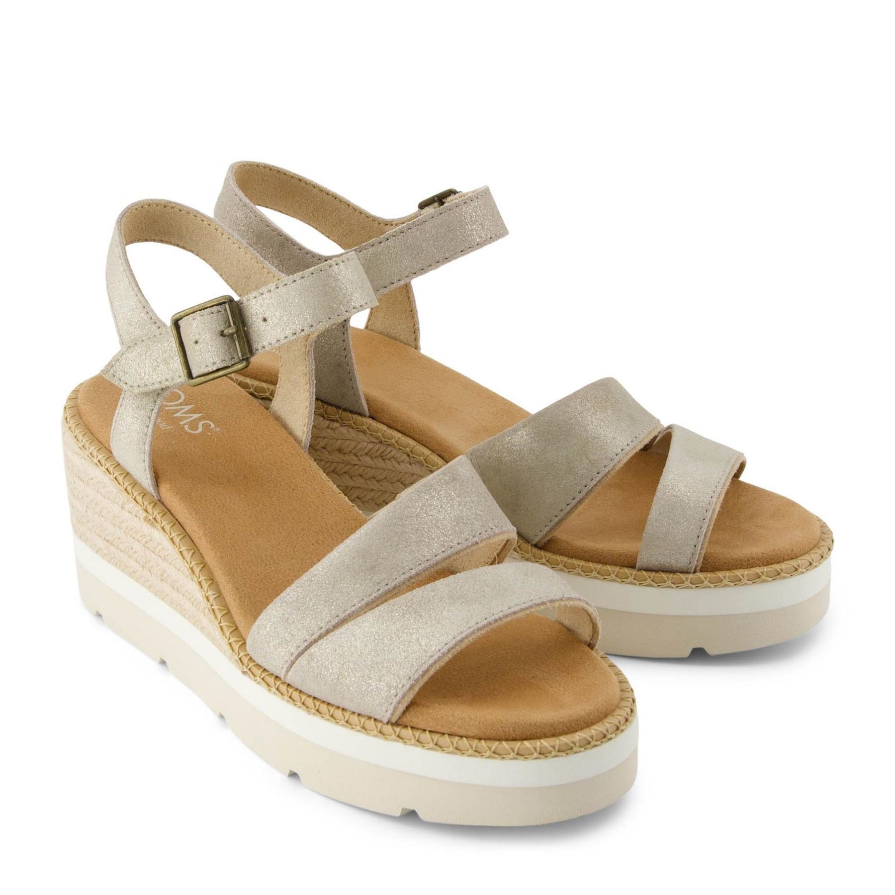 Toms Darya Low Heel Wedge Open Toe Slide Sandals