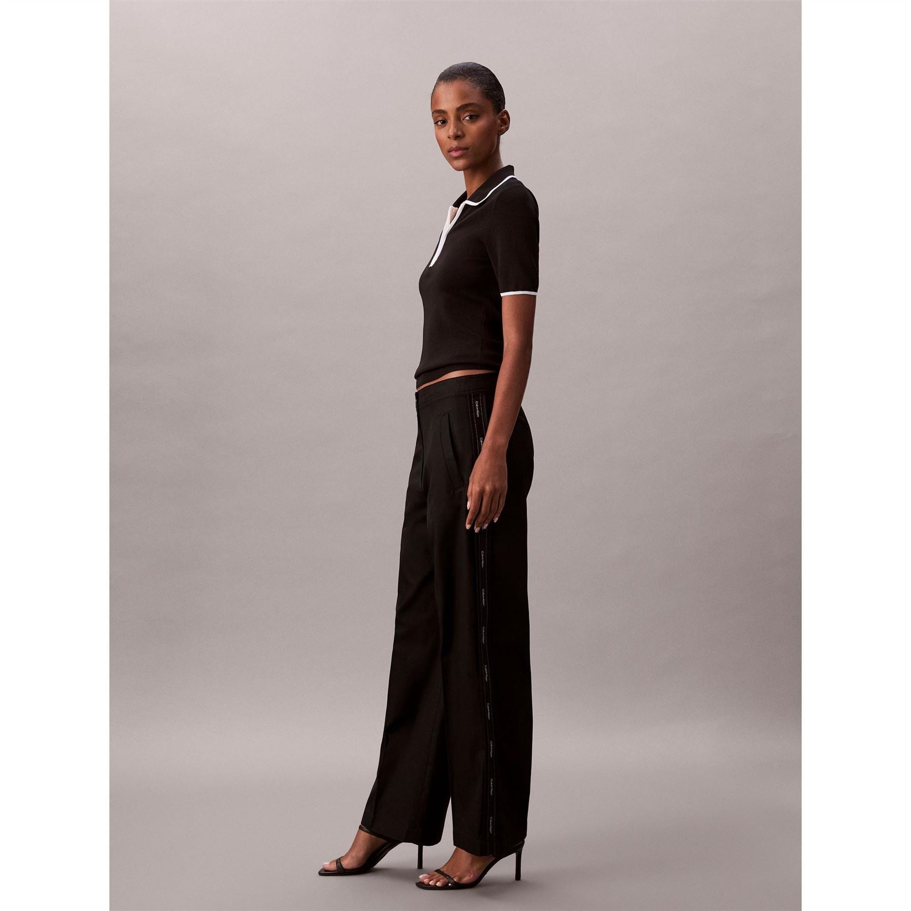 Calvin Klein Jeans Wide Leg Solid Patterned Trousers