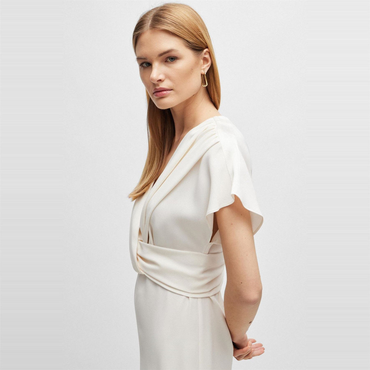 Boss Debasa2 V-Neck Short Sleeve Midi Wrap Dress