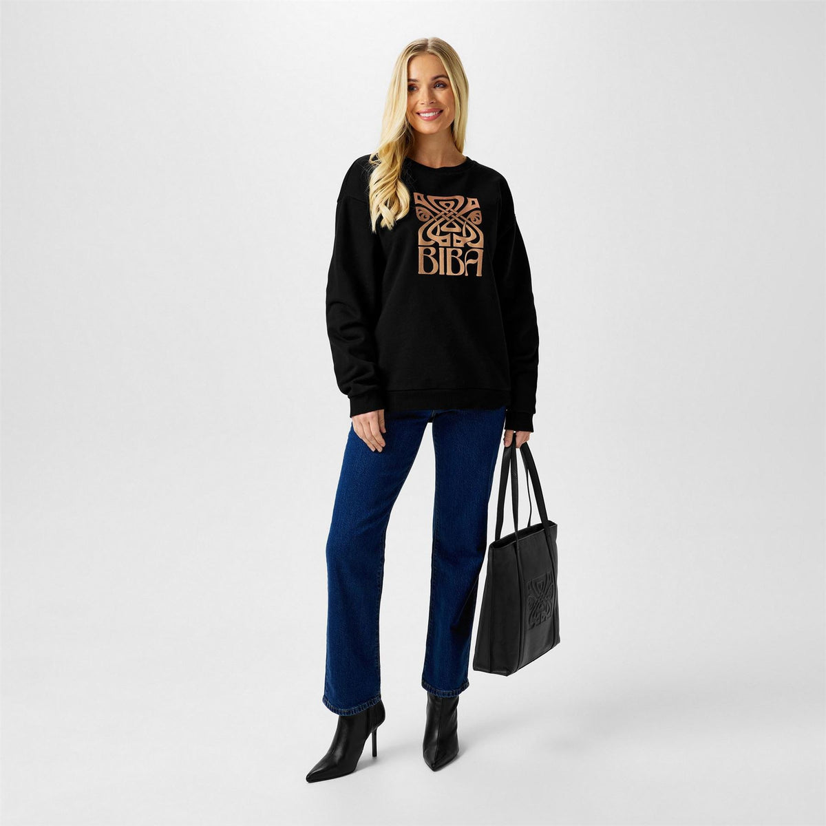 Biba Relaxed Fit Graphic Crew Neck Sweatshirt