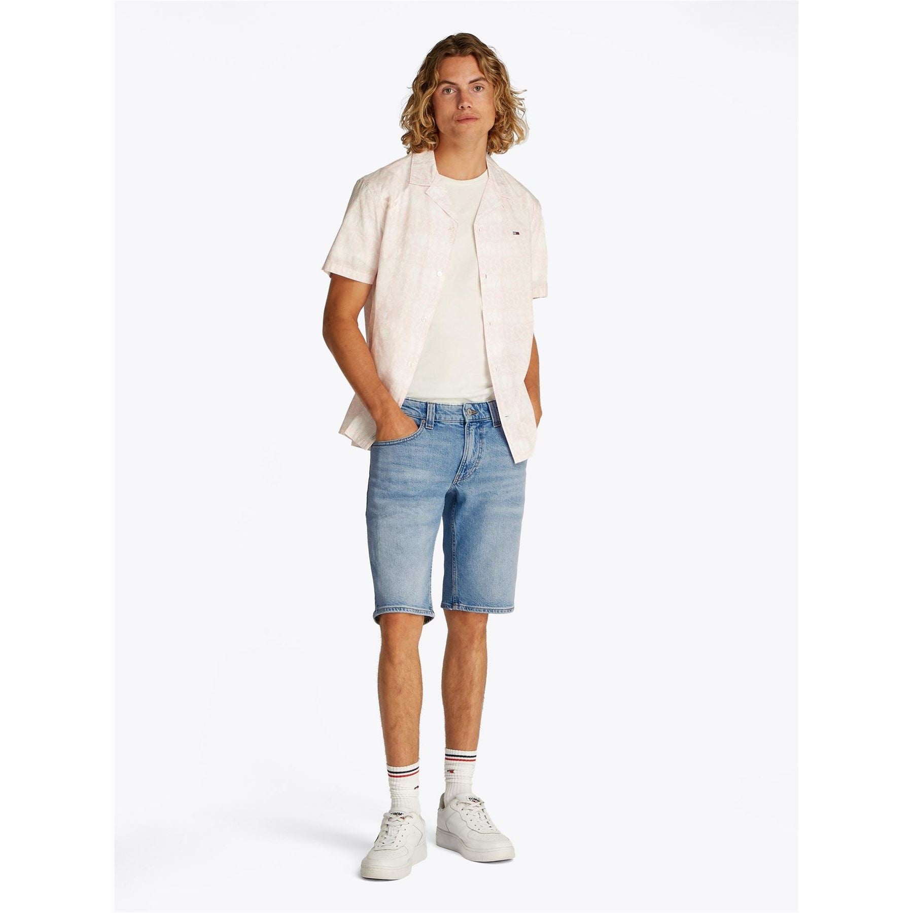 Tommy Jeans Denim Bermuda Shorts Solid Patterned