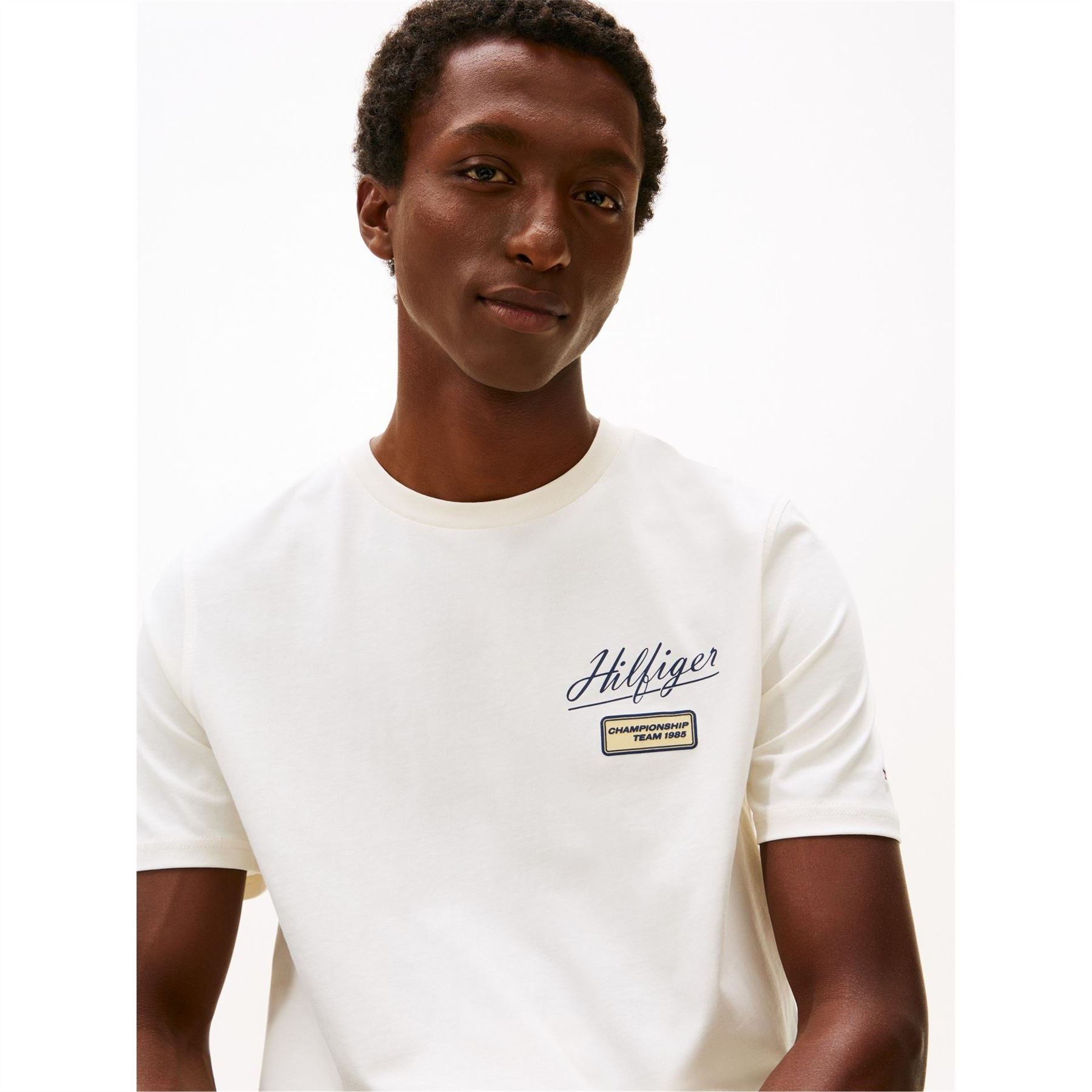 Tommy Hilfiger Embroidered Lettering Crew Neck Short Sleeve Jersey T-Shirt