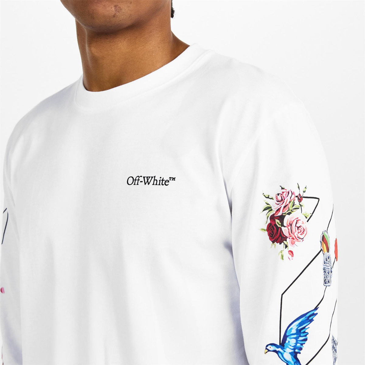 Off White Crew Neck Long Sleeve Jersey T-Shirt
