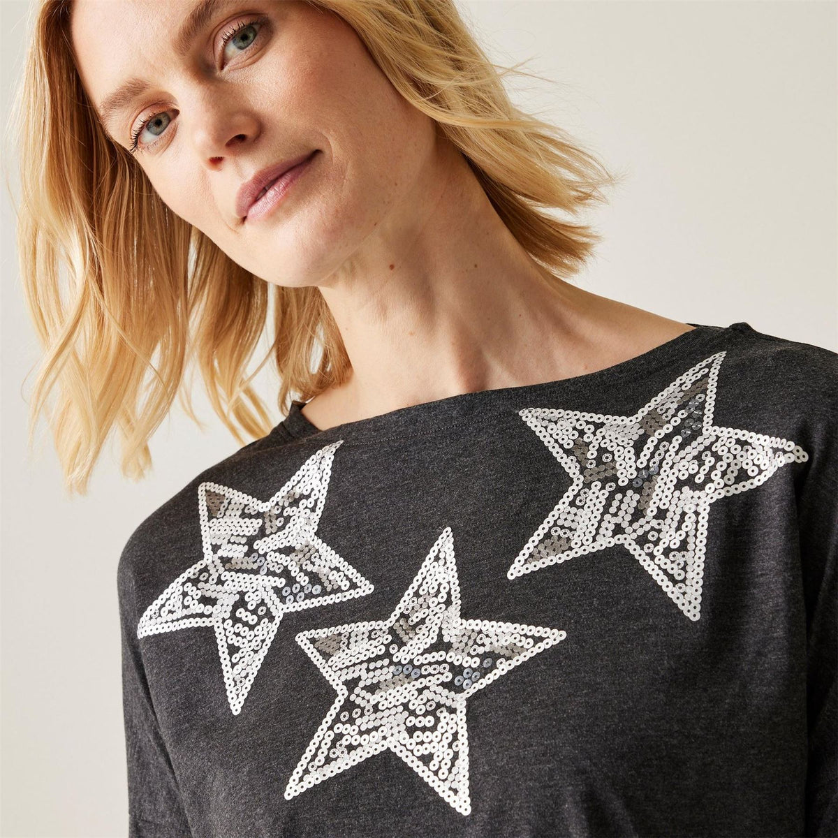 Regatta Carlene Sequin Graphic Boat Neck Long Sleeve T-Shirt