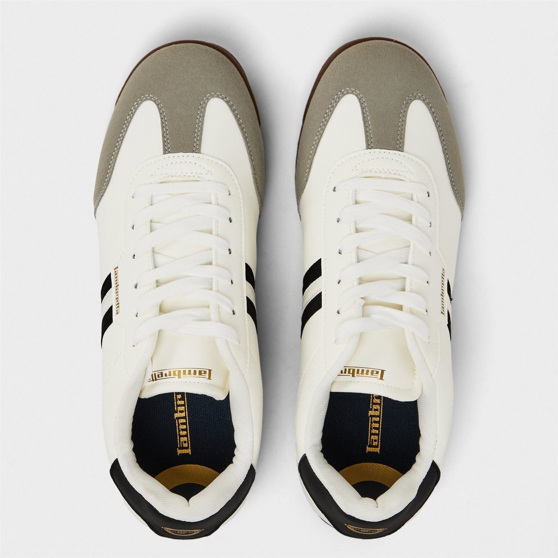 Lambretta Round Toe Stripe Patterned Flat Heel Trainers