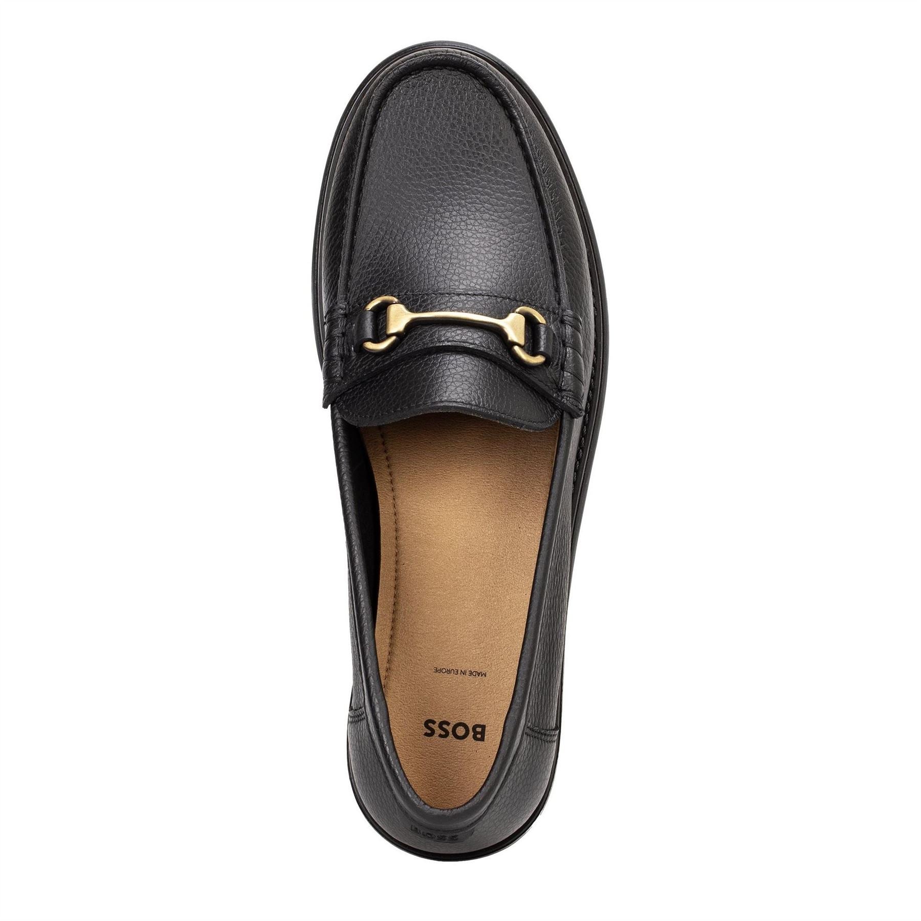 Boss Leather Slip On Loafers With Embossed Logo (tevan)