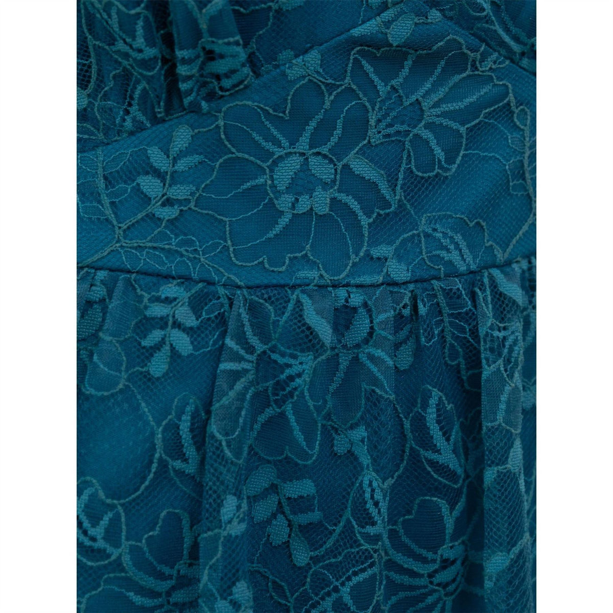 Lovedrobe Teal Floral Lace Short Sleeve Mini Dress