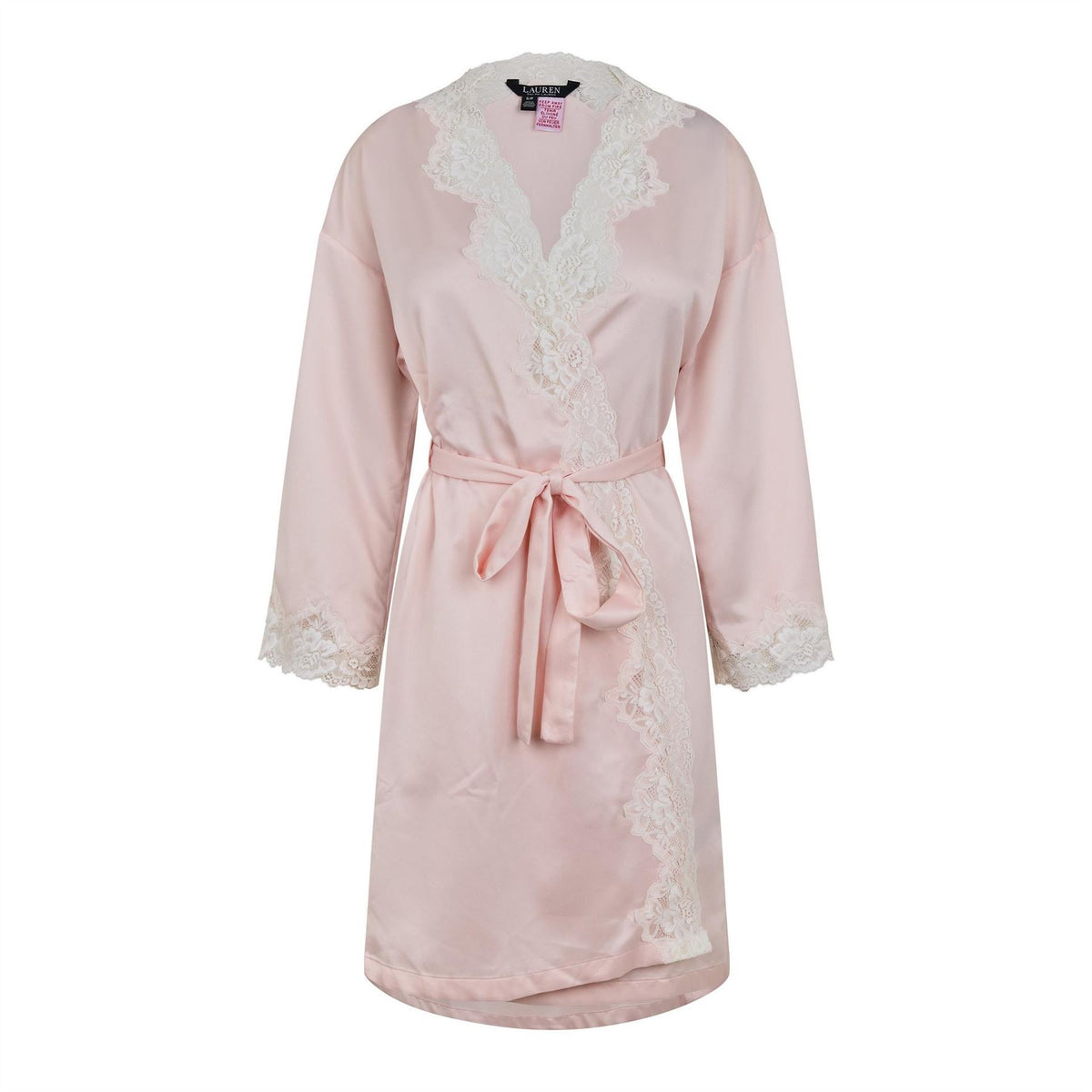 Lauren by Ralph Lauren Lace Trimmed Satin Dressing Gown