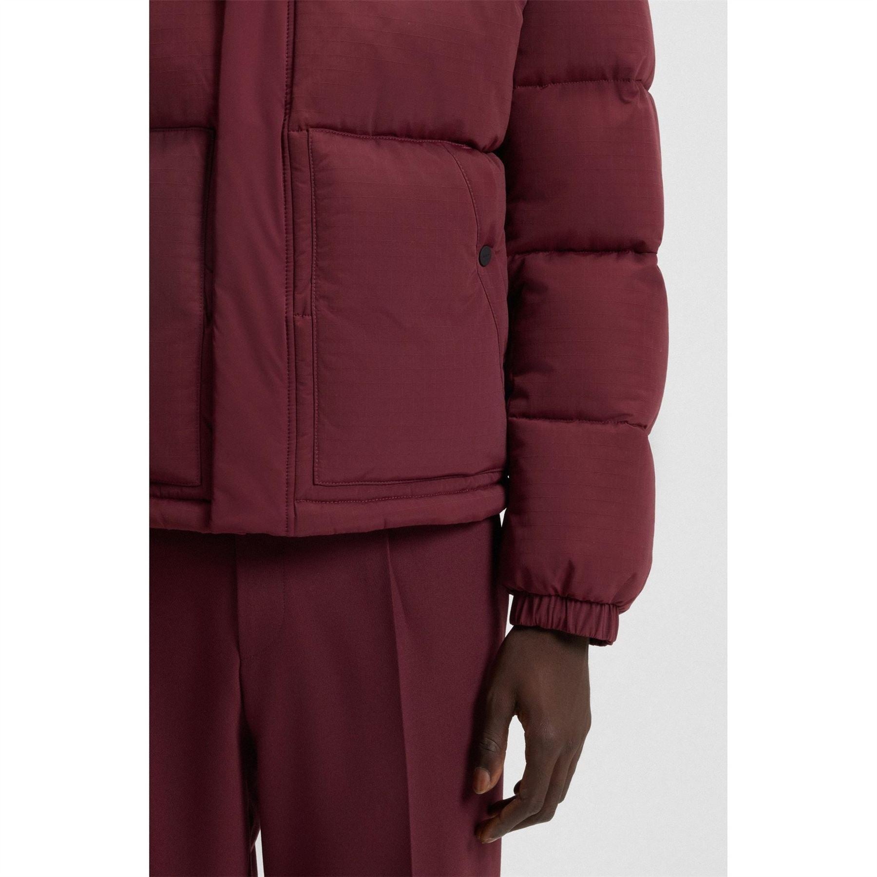 Hugo Solid Patterned Puffer Coat with Chest Pocket