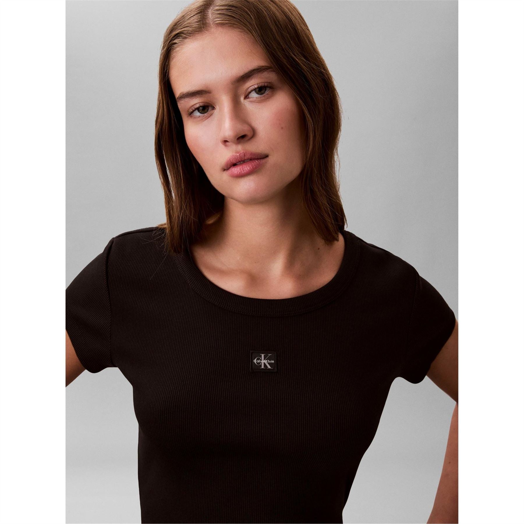 Calvin Klein Jeans Woven Ribbed Baby Tee