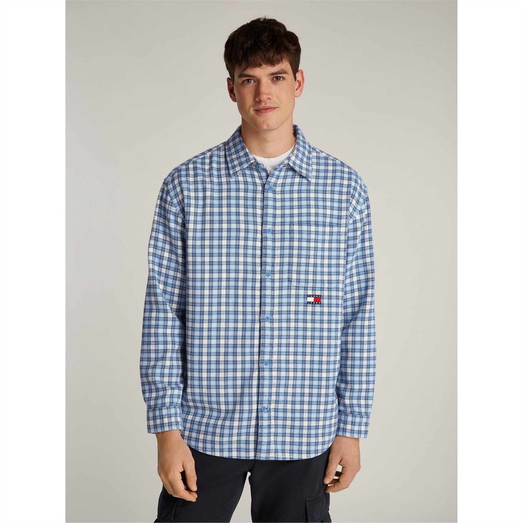 Tommy Jeans Badge Flannel Long Sleeve Patterned Shirt