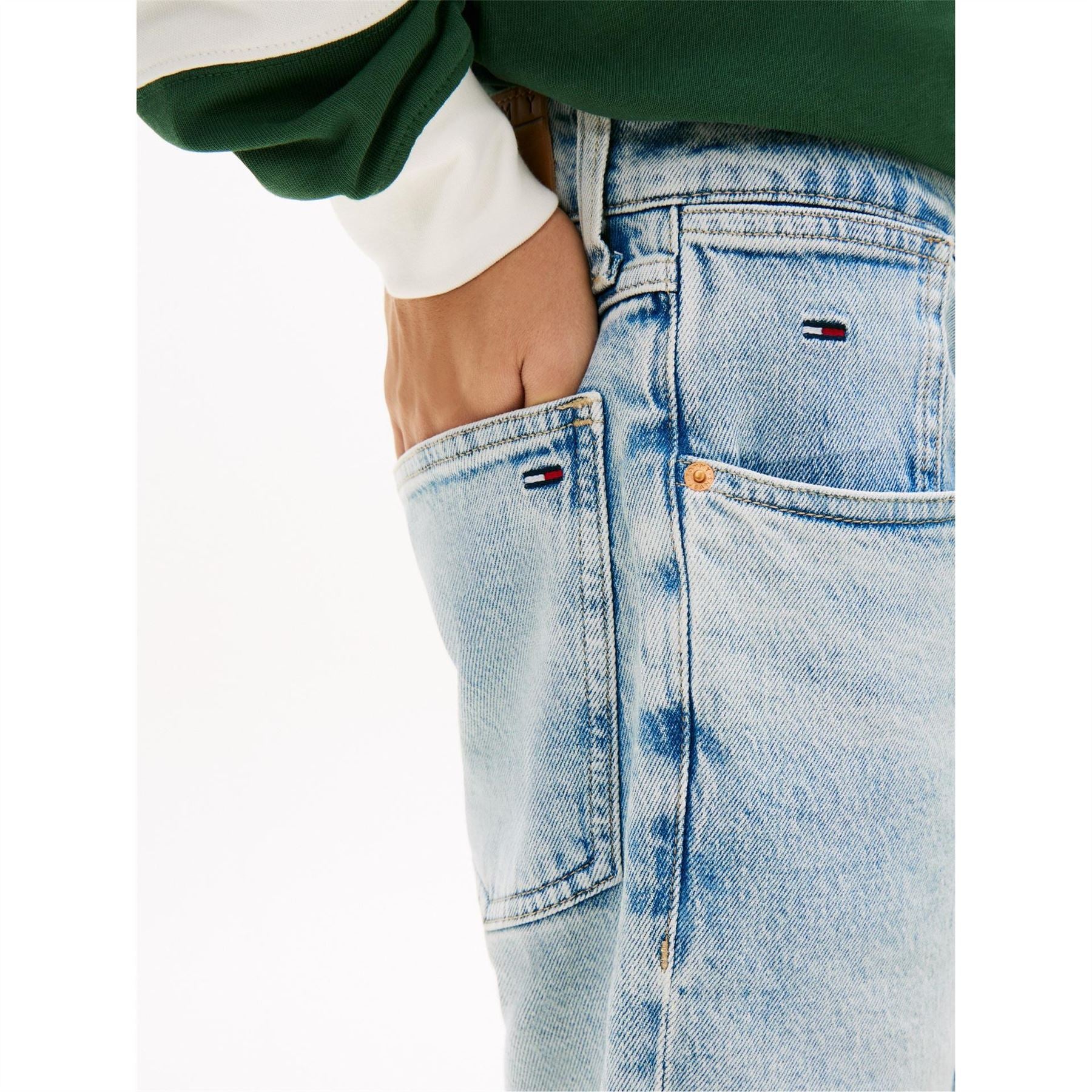 Tommy Jeans Denim Bermuda Shorts Solid Patterned