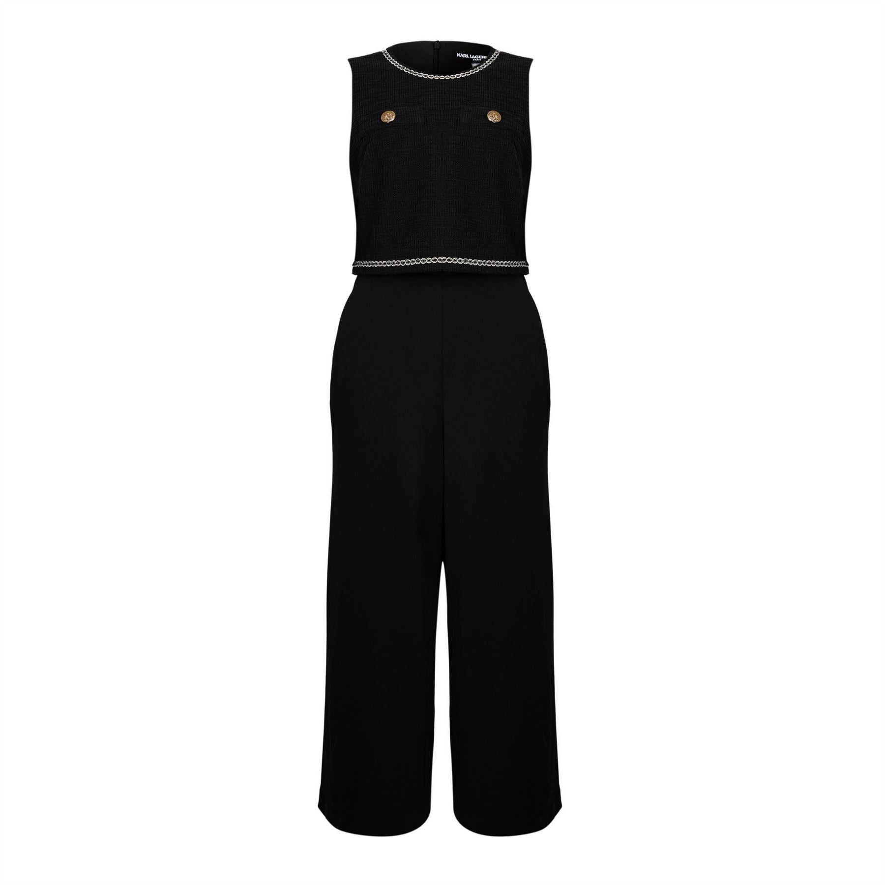 Karl Lagerfeld Ruffle Crepe Jumpsuit