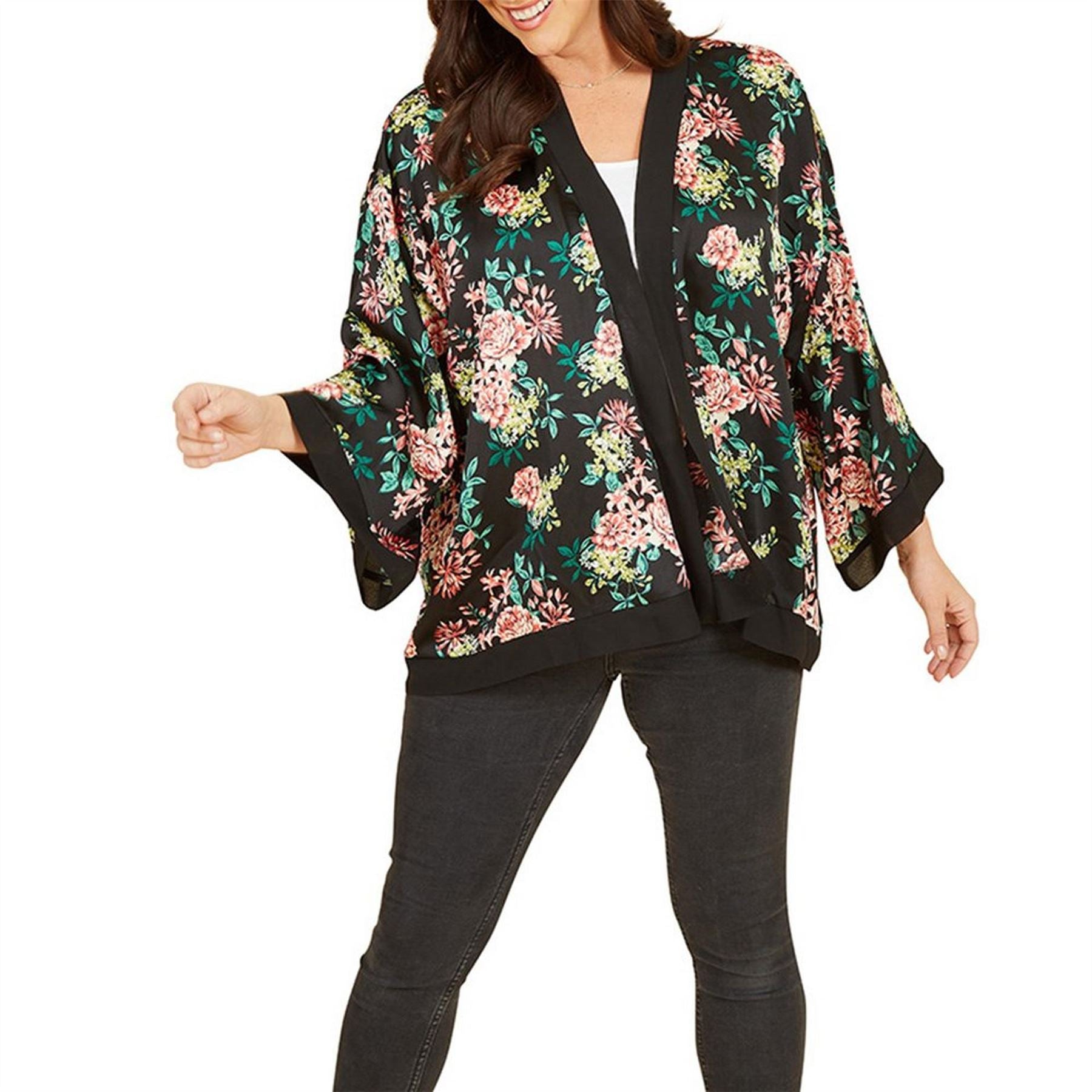 Yumi Floral Satin Kimono