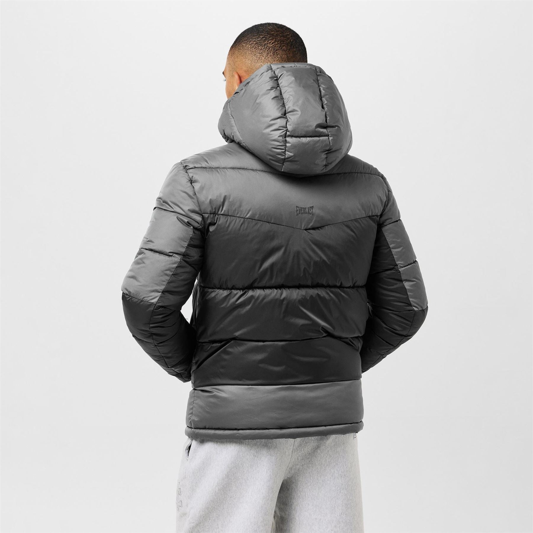 Everlast Tech Hooded 550 Fill Power 4 Pockets Full Zip Long Sleeve Short Puffer Jacket