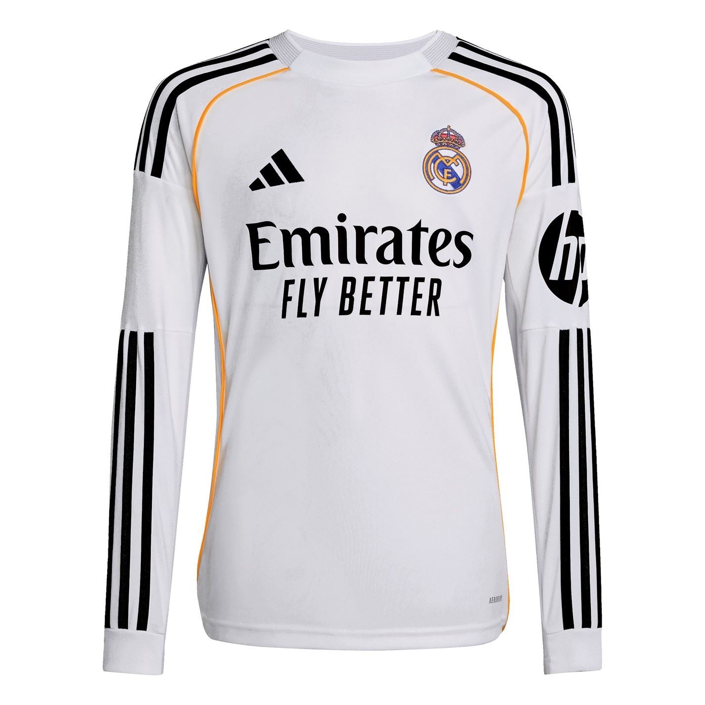 adidas Real Madrid Home Long Sleeve Shirt 2025 2026 Juniors