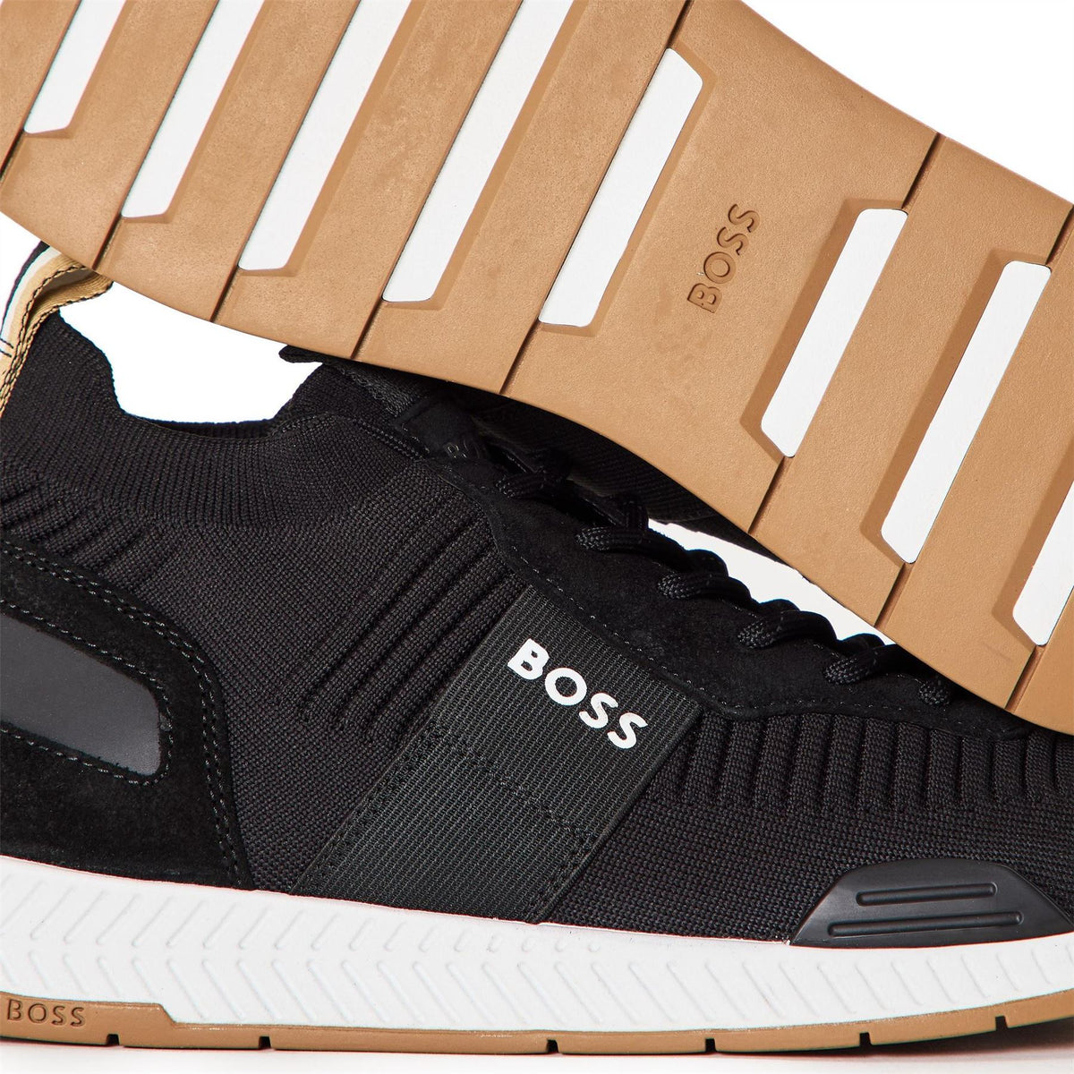 Boss BOSS Titanium Knit Contemporary Run Trainers   Reflective Details