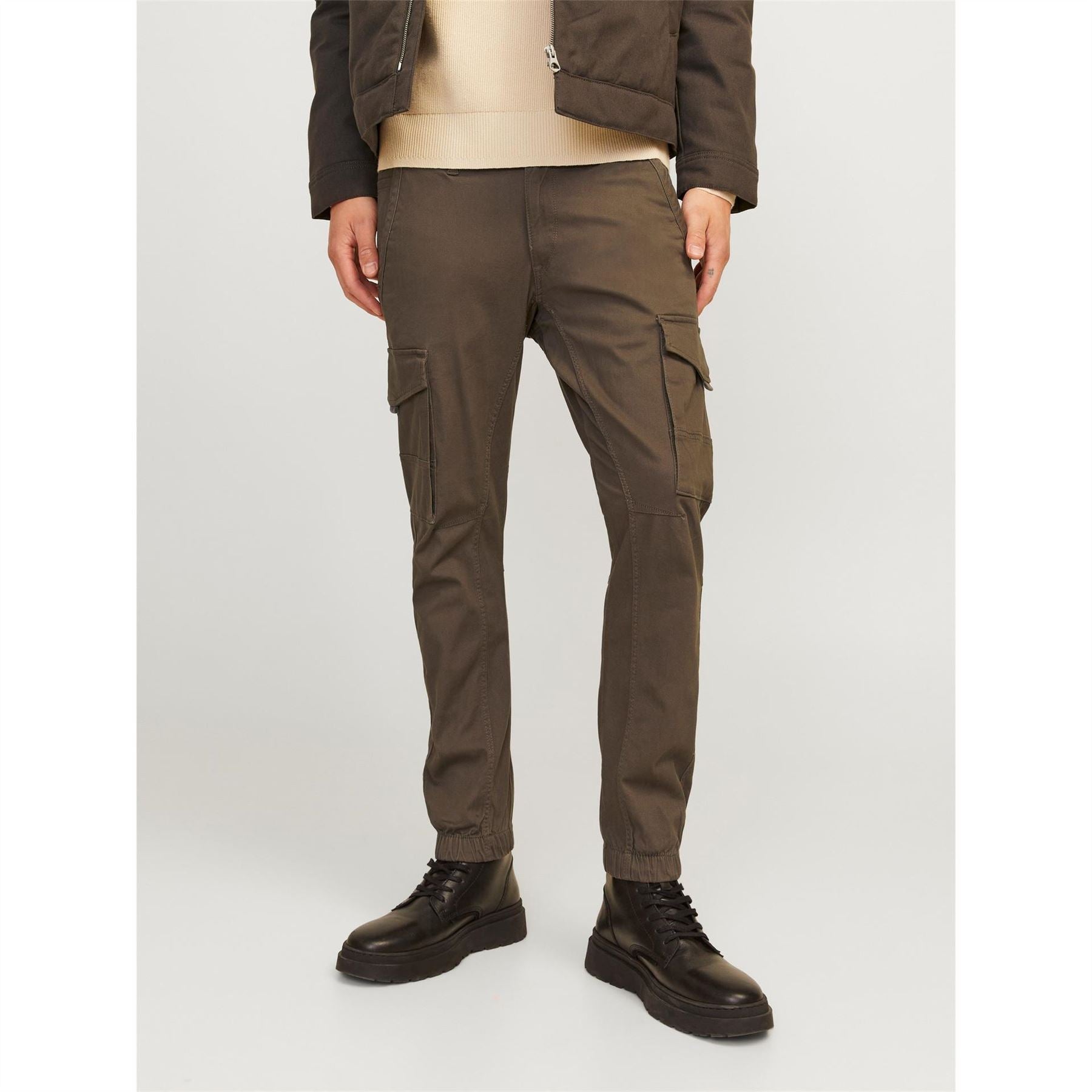 Jack and Jones Paul Cargo Ribbed Hem Straight Leg Pants