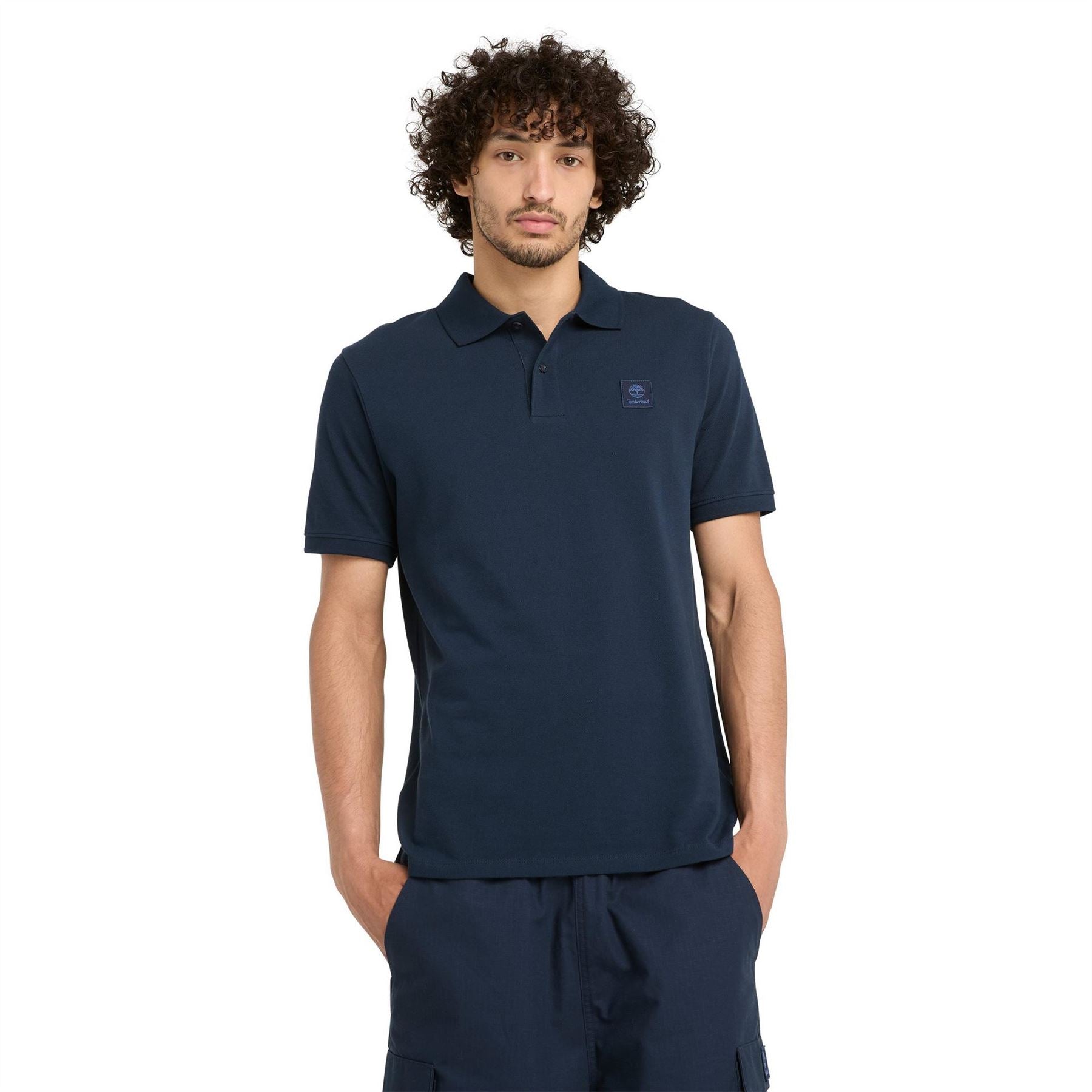 Timberland Woven Badge White Short Sleeve Polo Shirt