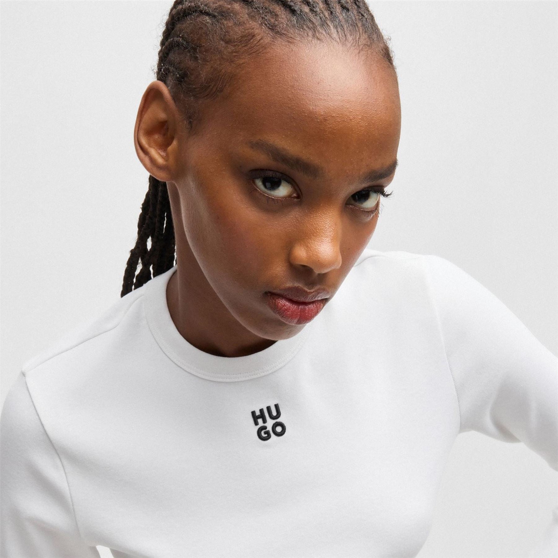 Hugo Cropped Slim Fit Long Sleeve T-Shirt