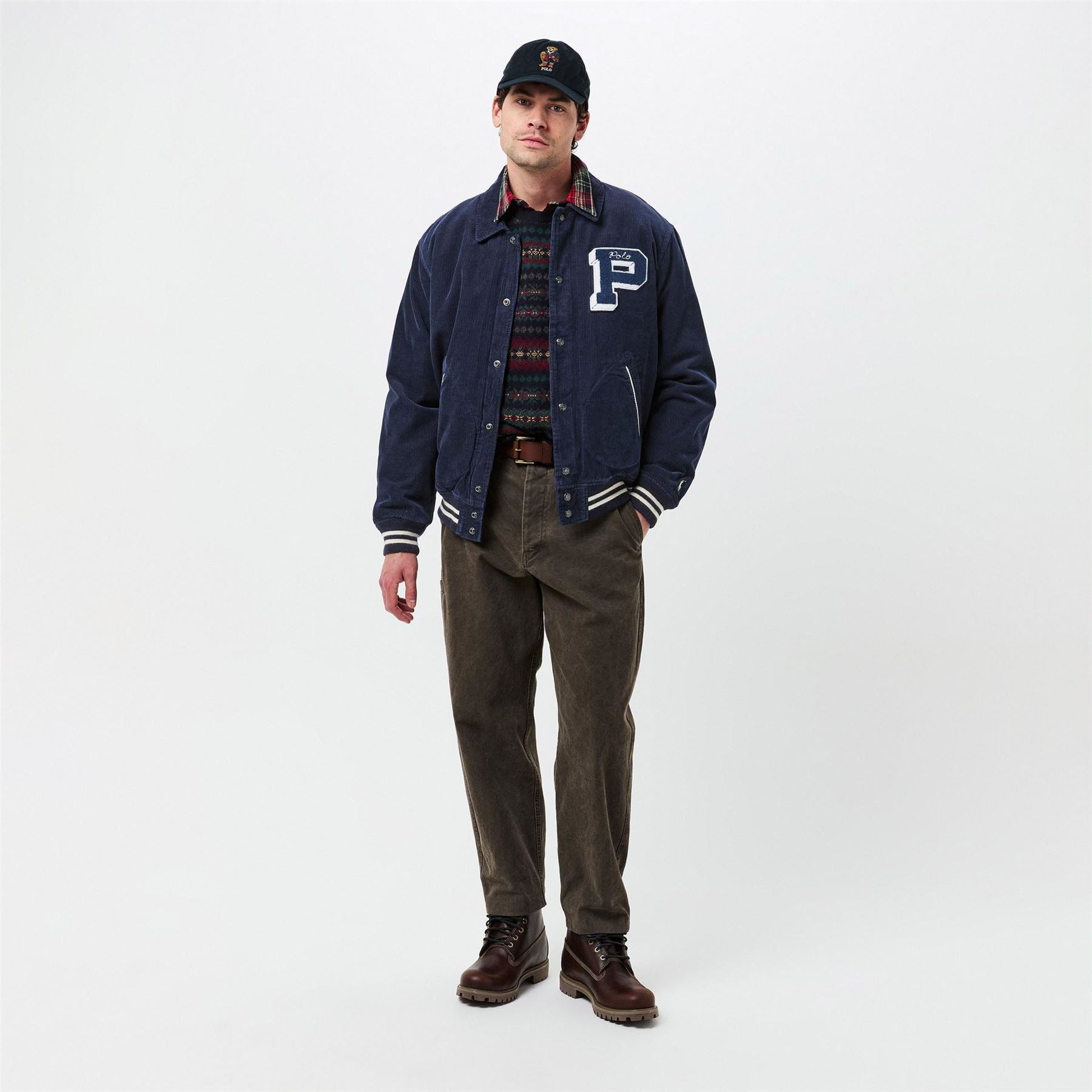 Polo Ralph Lauren Solid Patterned Varsity Jacket
