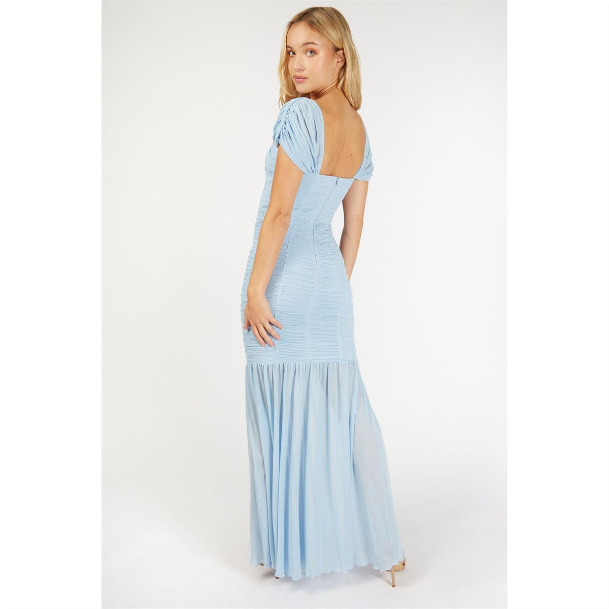 Little Mistress Sweetheart Neck Short Sleeve Maxi Dress