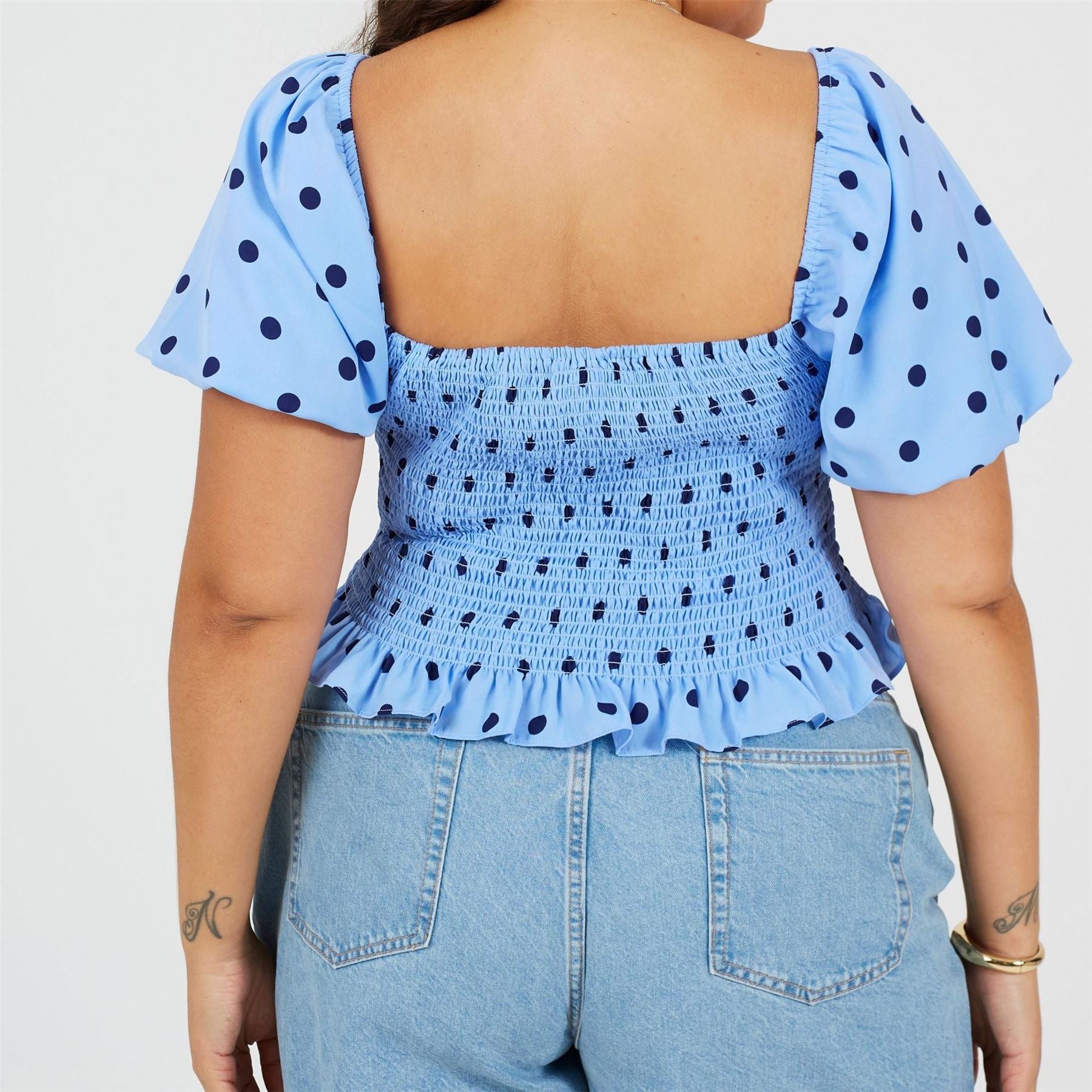 Brave Soul Square Neck Puff Sleeve Milkmaid Blouse