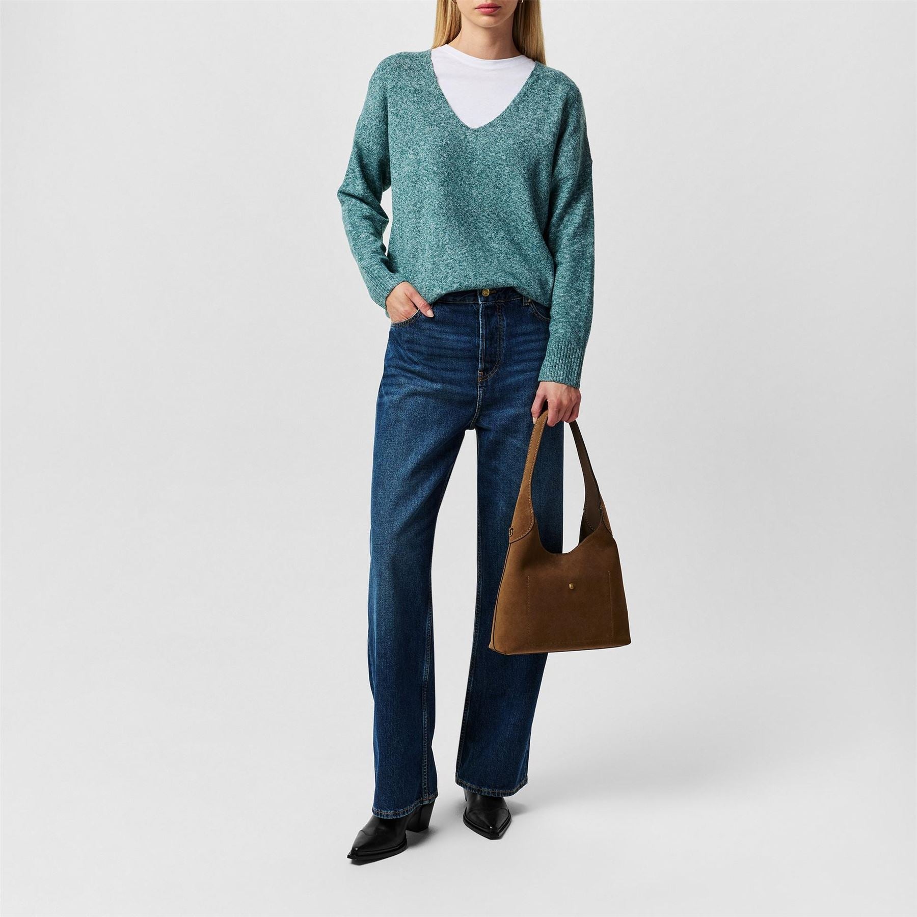 Only Rica Long Sleeve V Neck Knitted Top