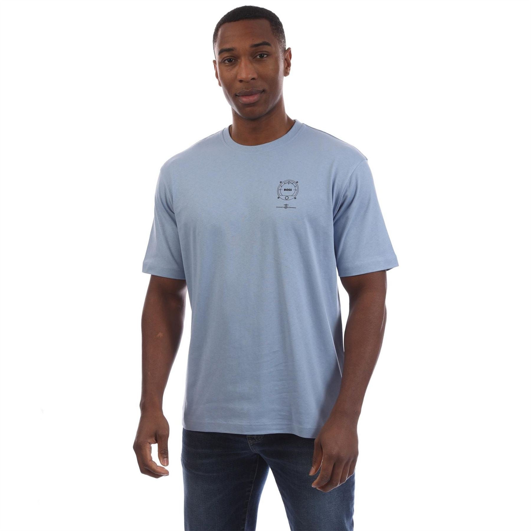 Boss Graphic Crew Neck Drop Shoulder Jersey T-Shirt