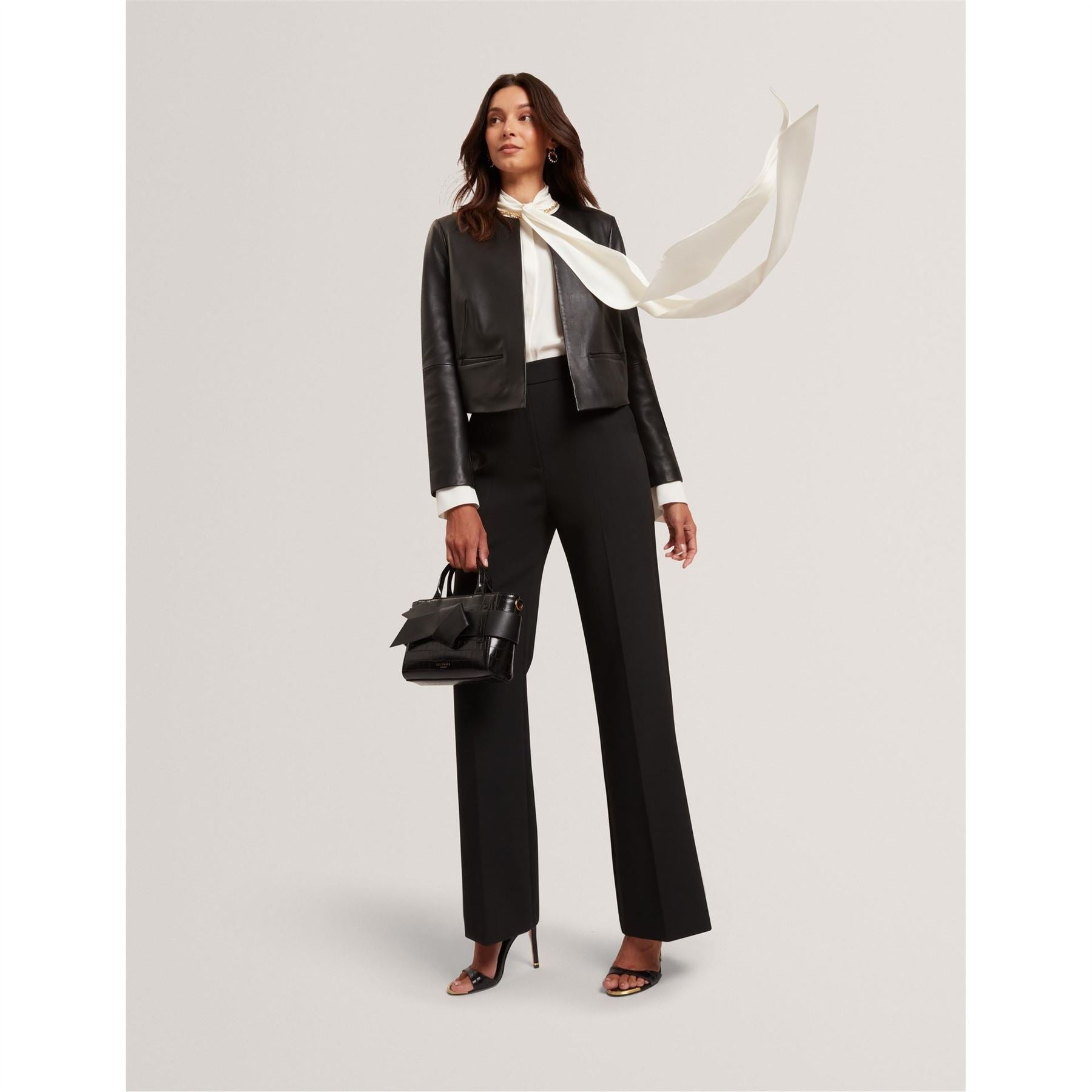 Ted Baker Solid Patterned Flared Trousers