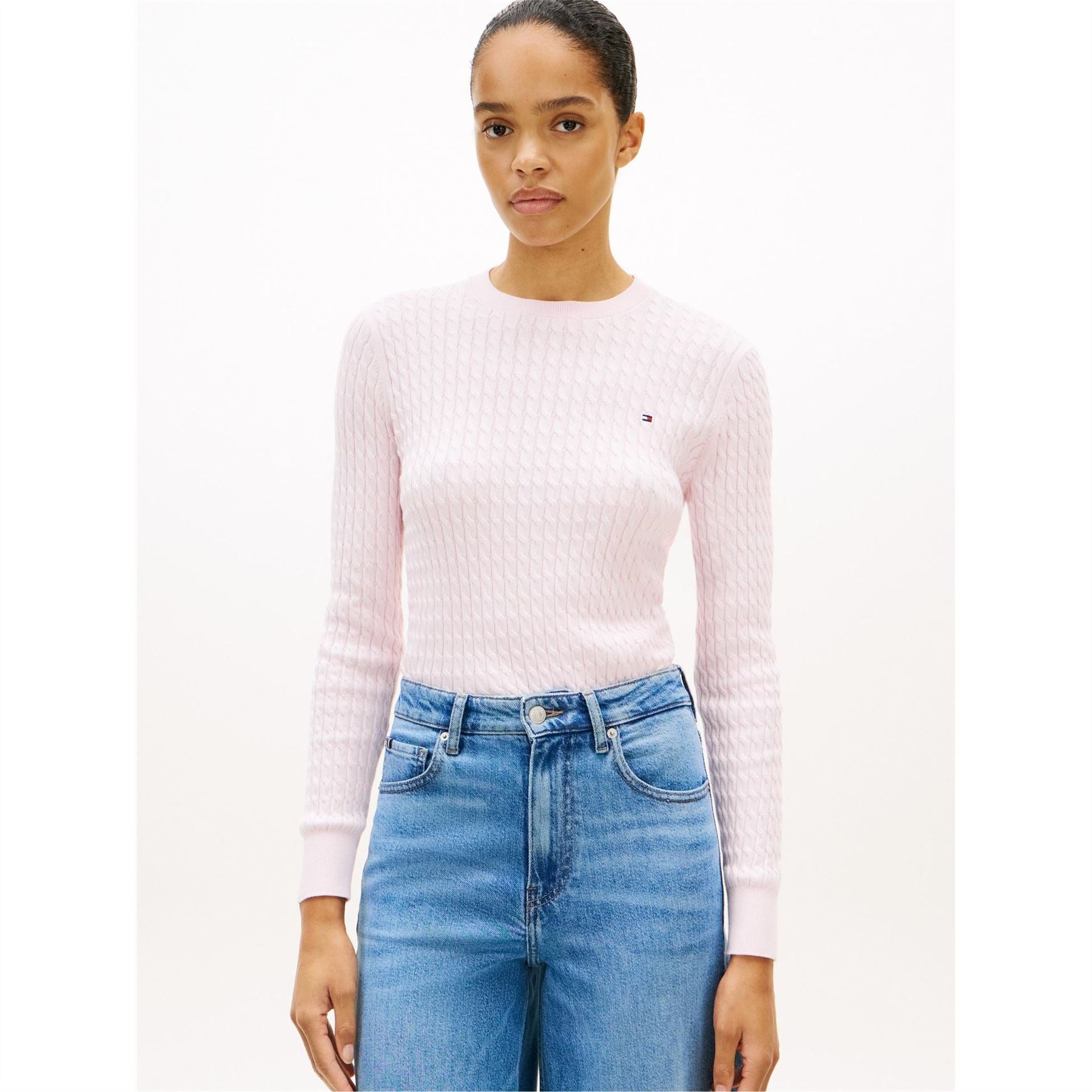 Tommy Hilfiger Cable Detail Crew Neck Long Sleeve Sweater