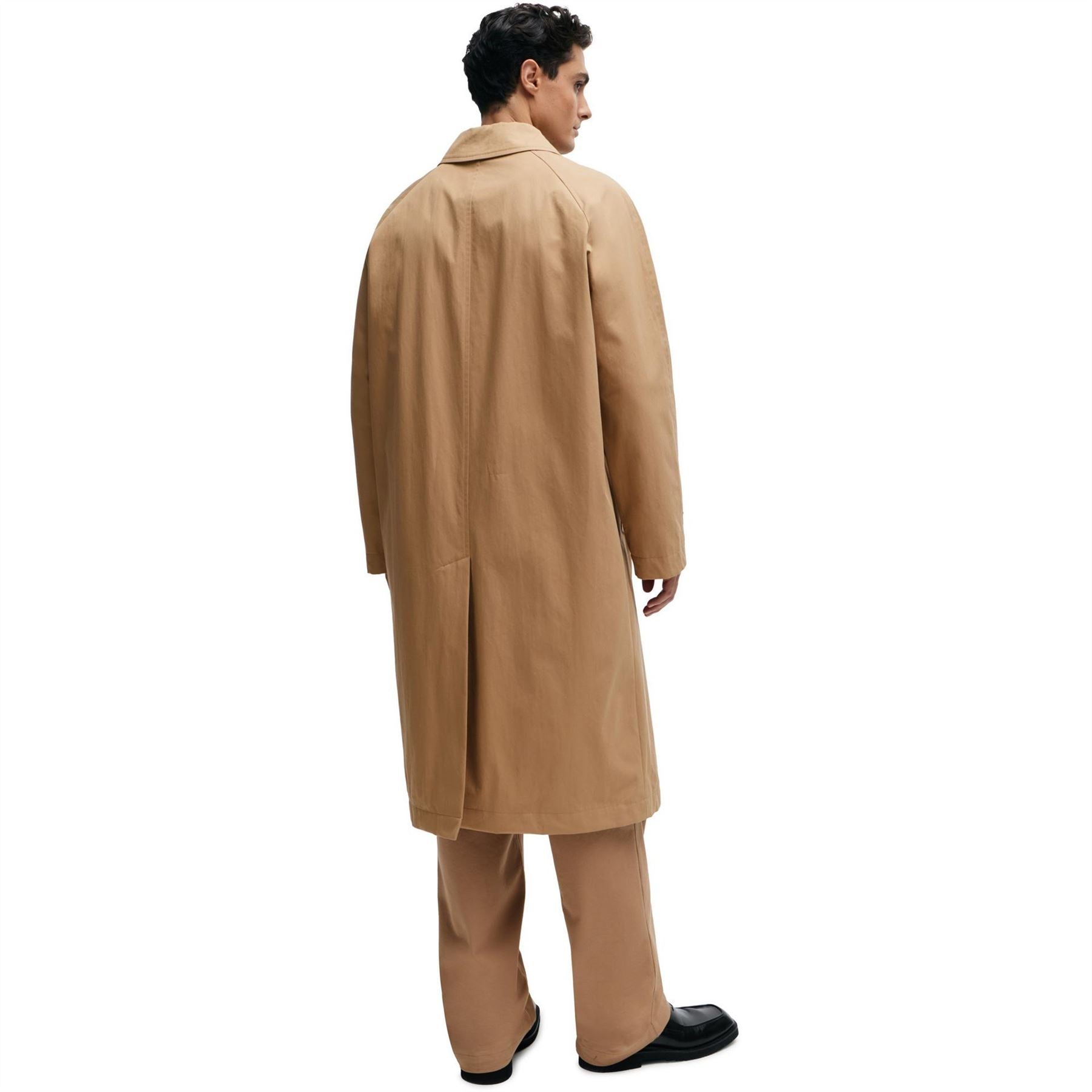 Boss Solid Patterned Regular Fit Overcoat